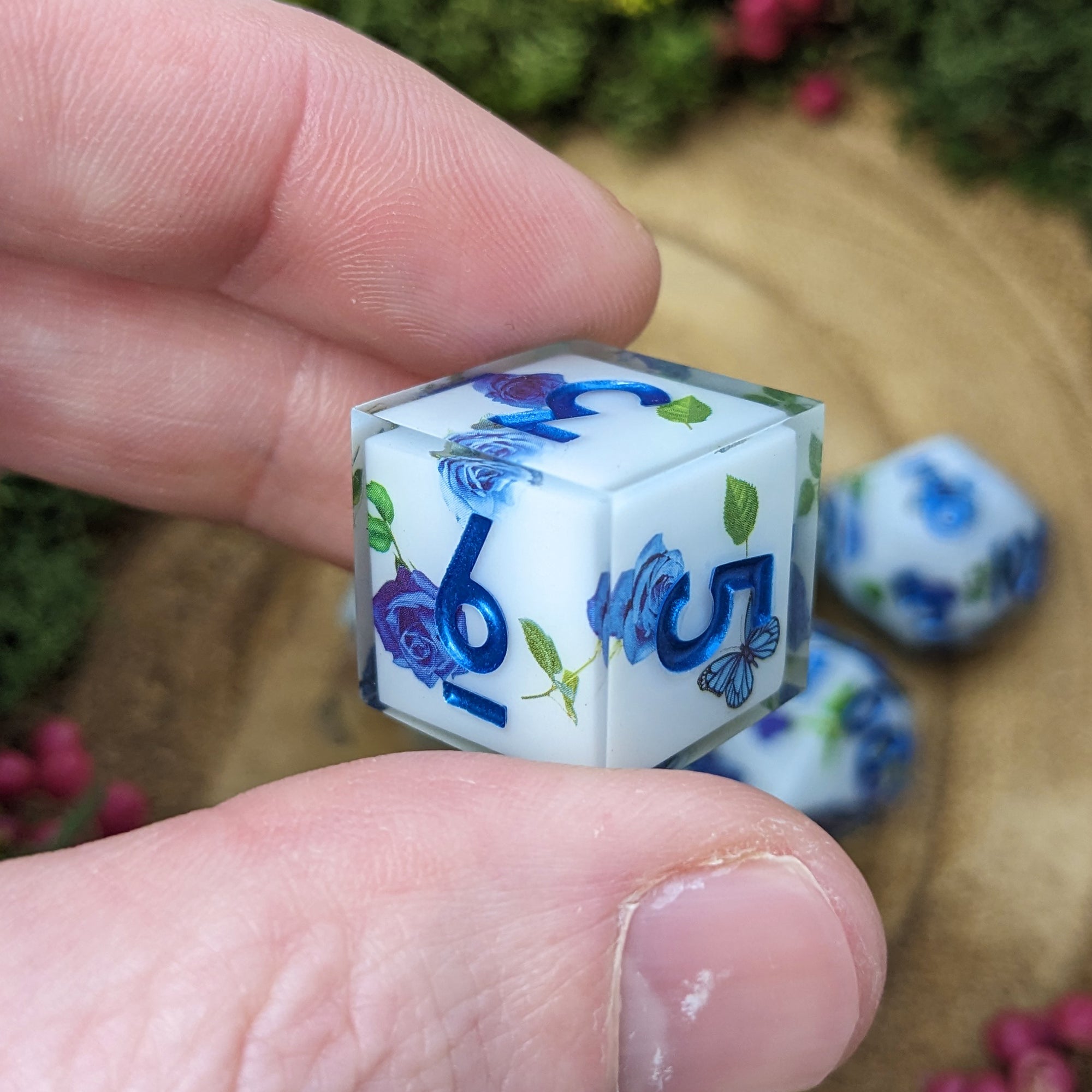 Blue Rose Garden | Sharp Edge Dice - Dice Set - Luffleberry