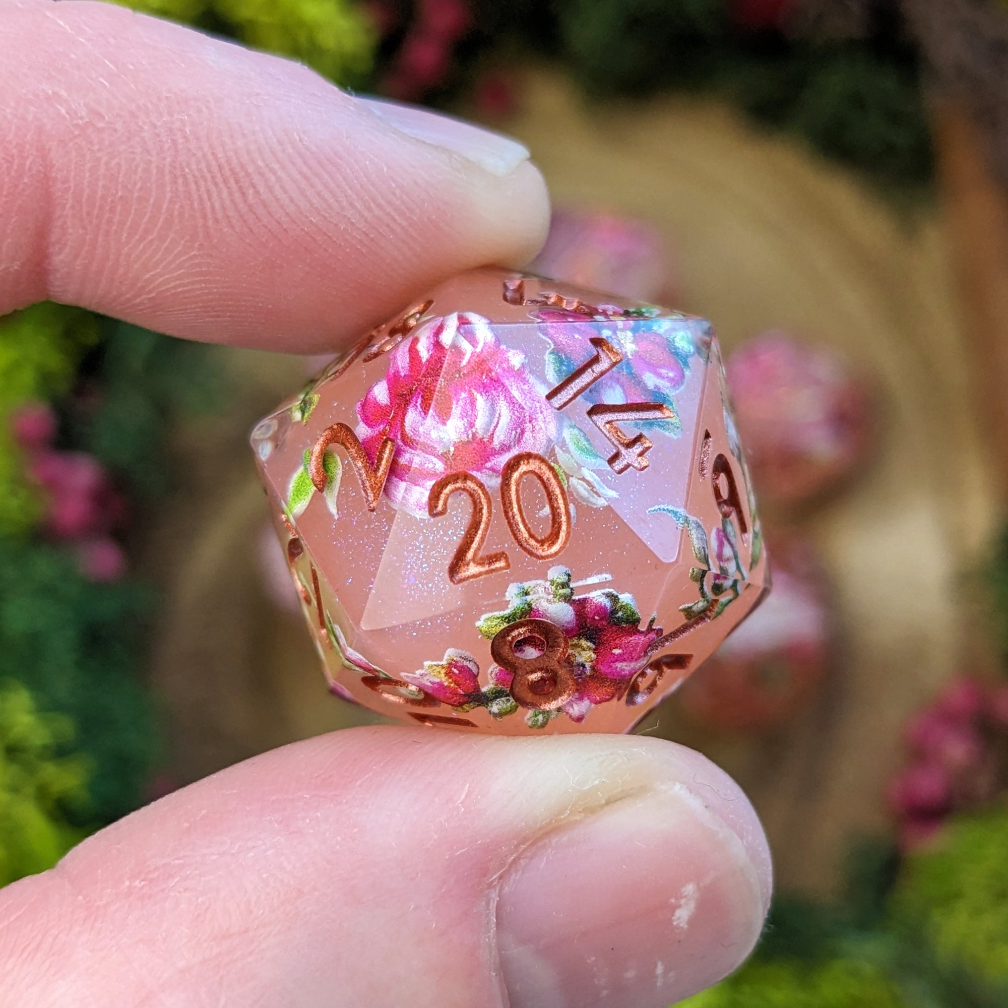 Blushing Blooms | Sharp Edge Dice - Dice Set - Luffleberry