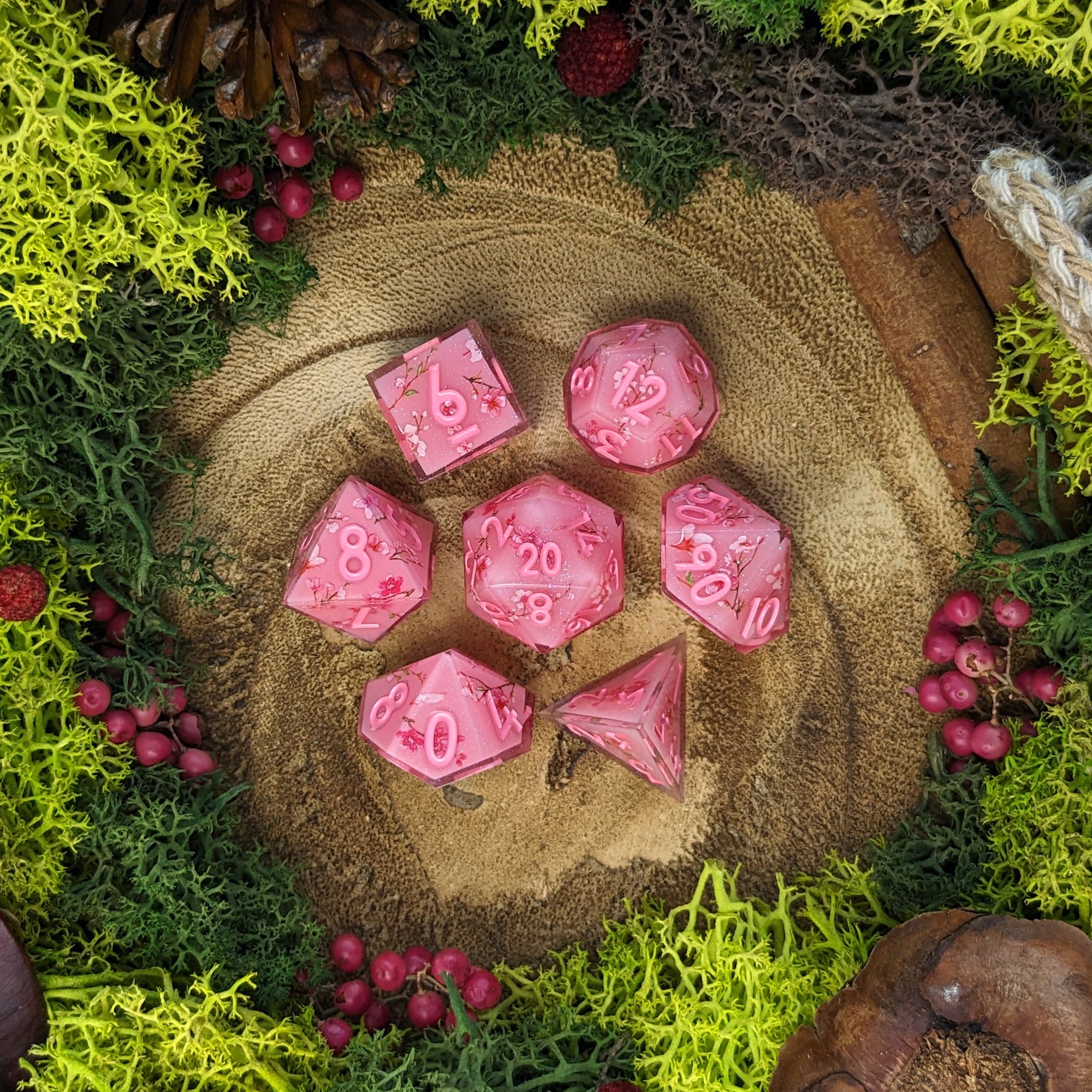 Cherry Blossom | Sharp Edge Dice - Dice Set - Luffleberry