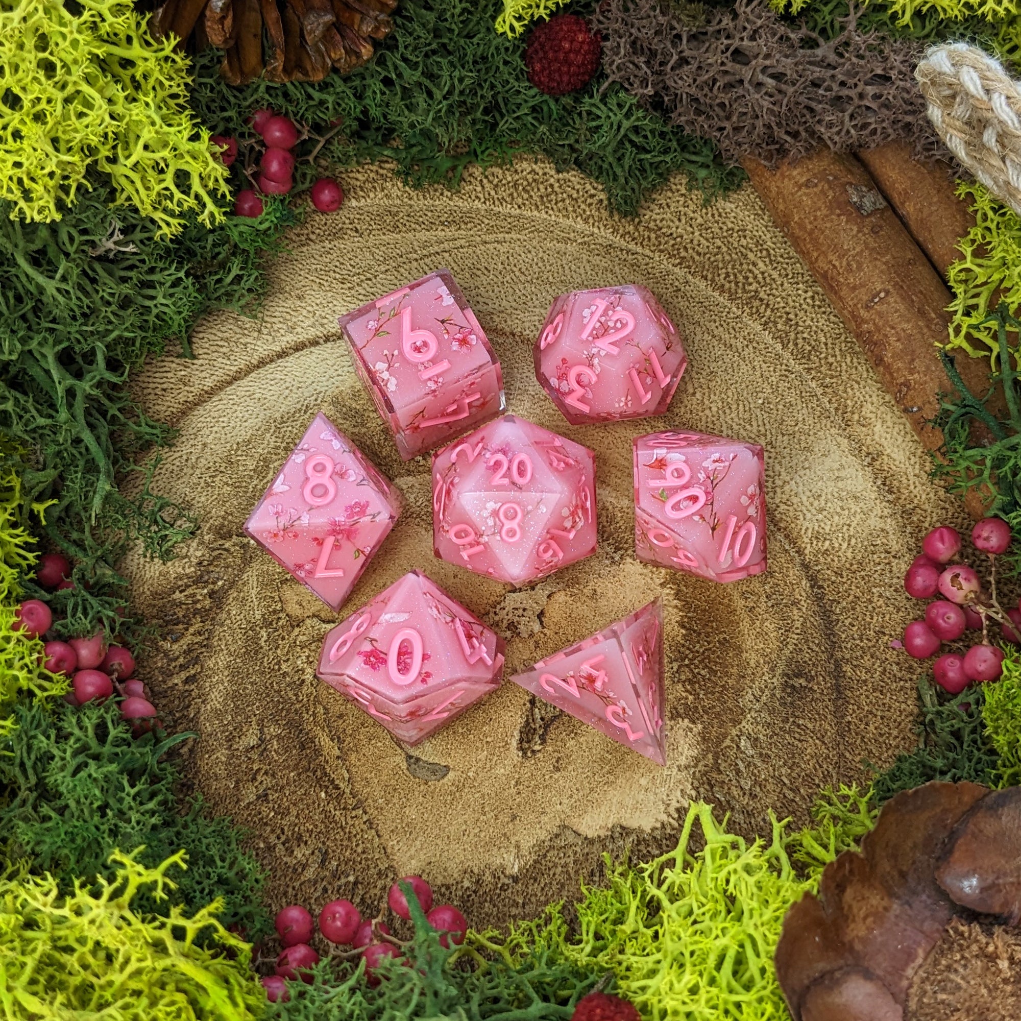 Cherry Blossom | Sharp Edge Dice - Dice Set - Luffleberry