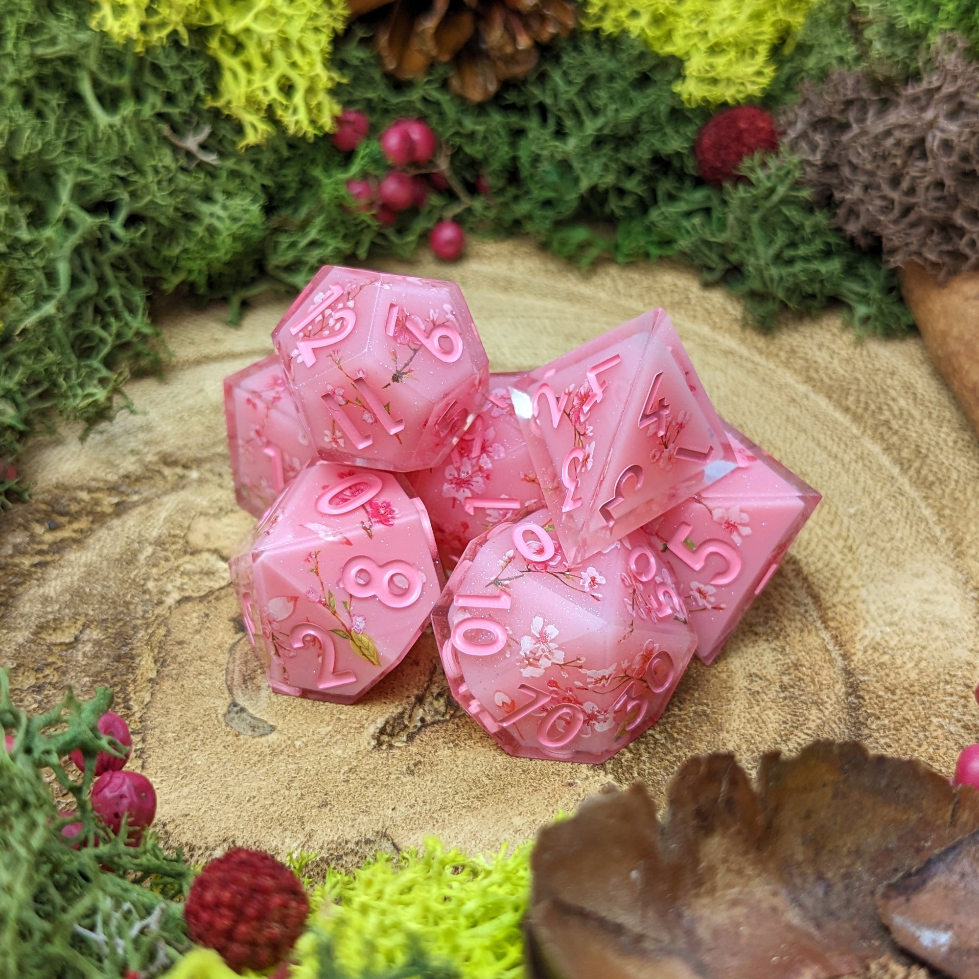 Cherry Blossom | Sharp Edge Dice - Dice Set - Luffleberry