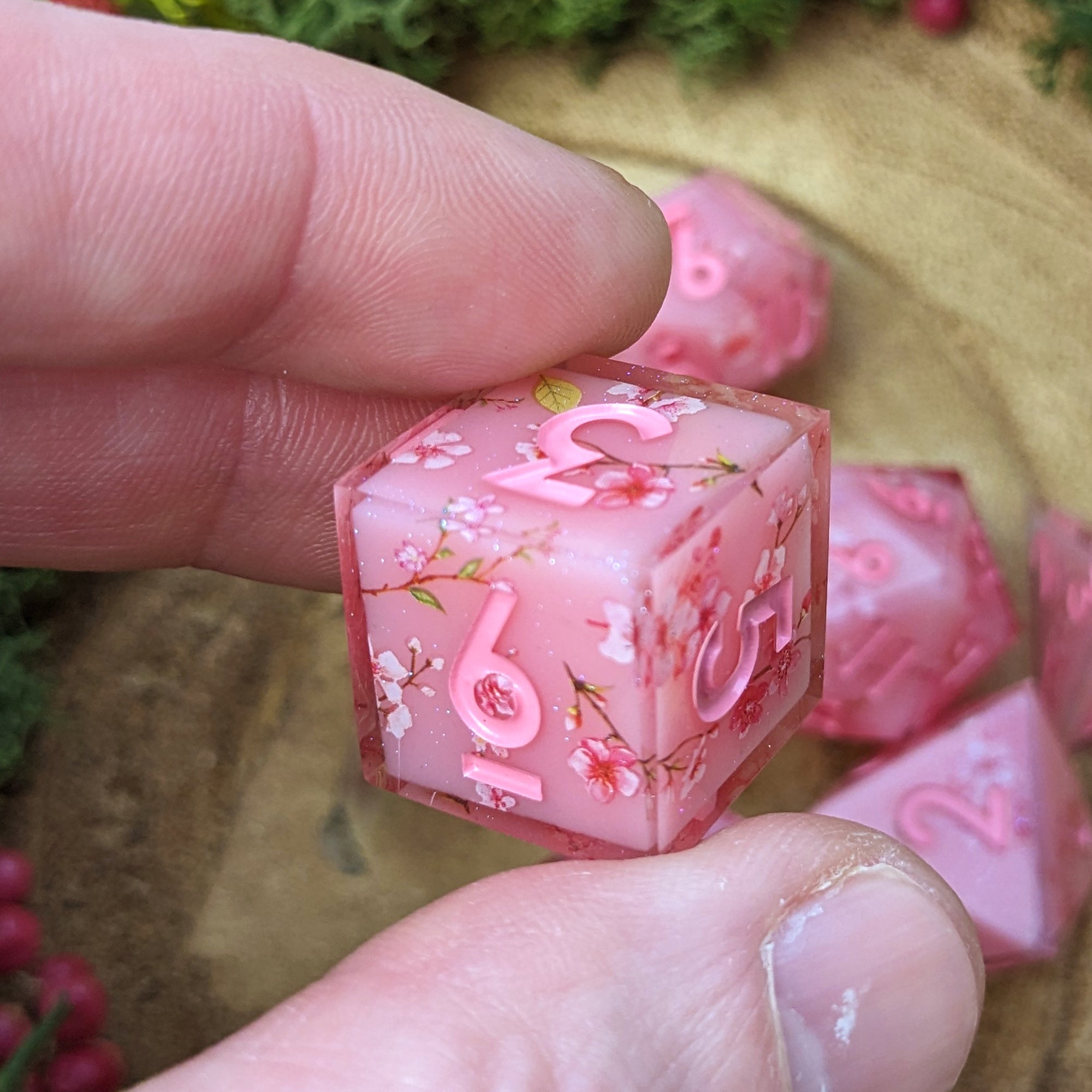 Cherry Blossom | Sharp Edge Dice - Dice Set - Luffleberry