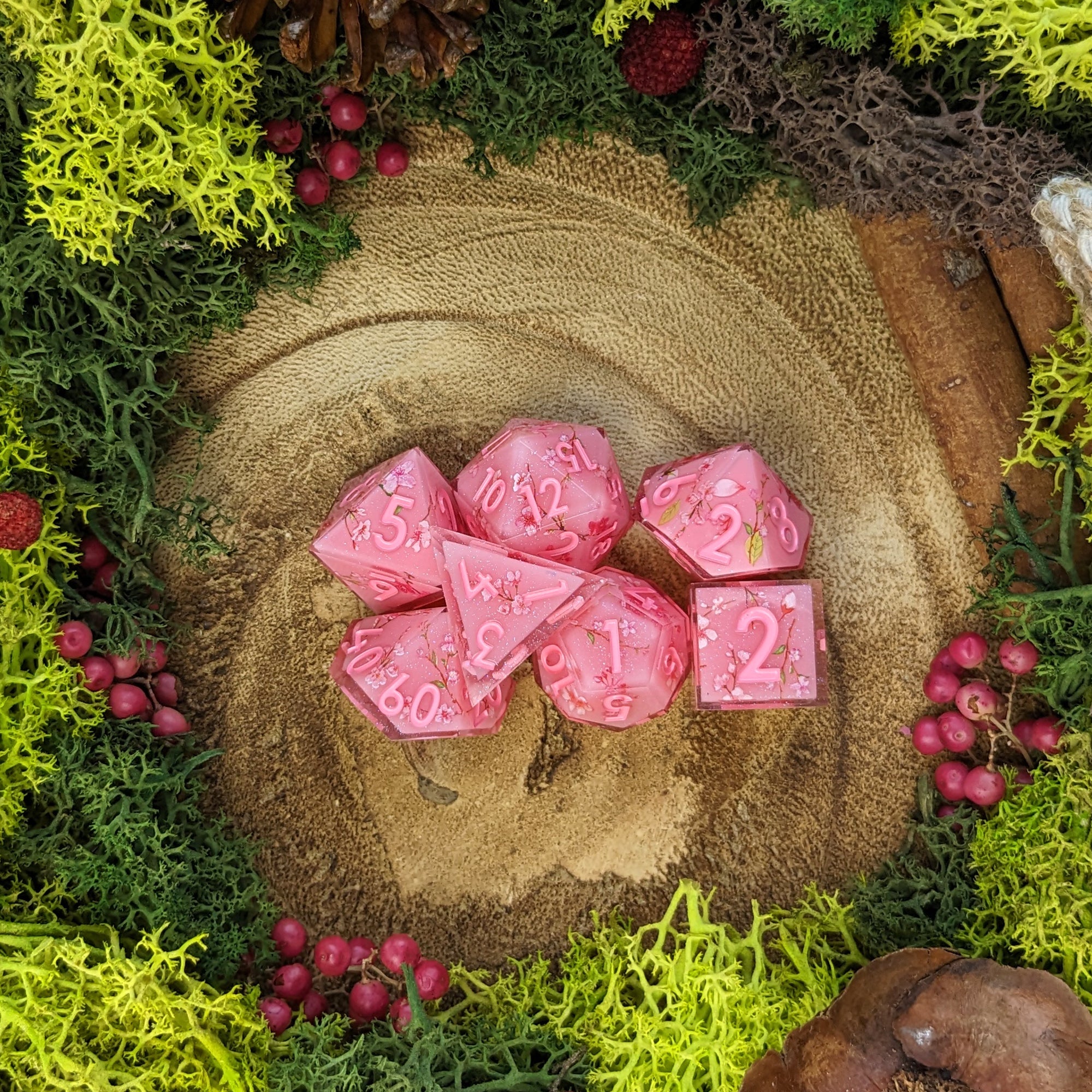 Cherry Blossom | Sharp Edge Dice - Dice Set - Luffleberry