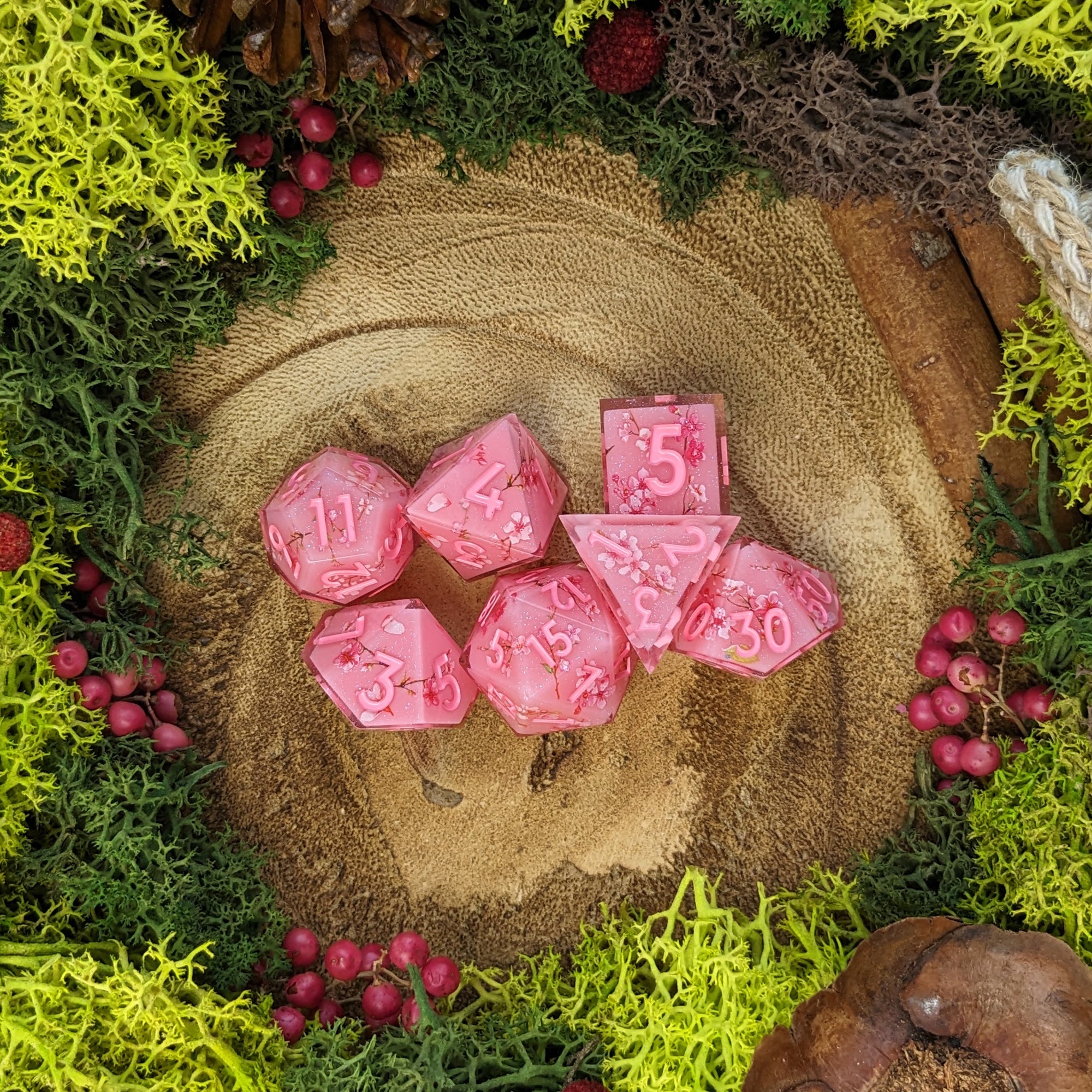 Cherry Blossom | Sharp Edge Dice - Dice Set - Luffleberry