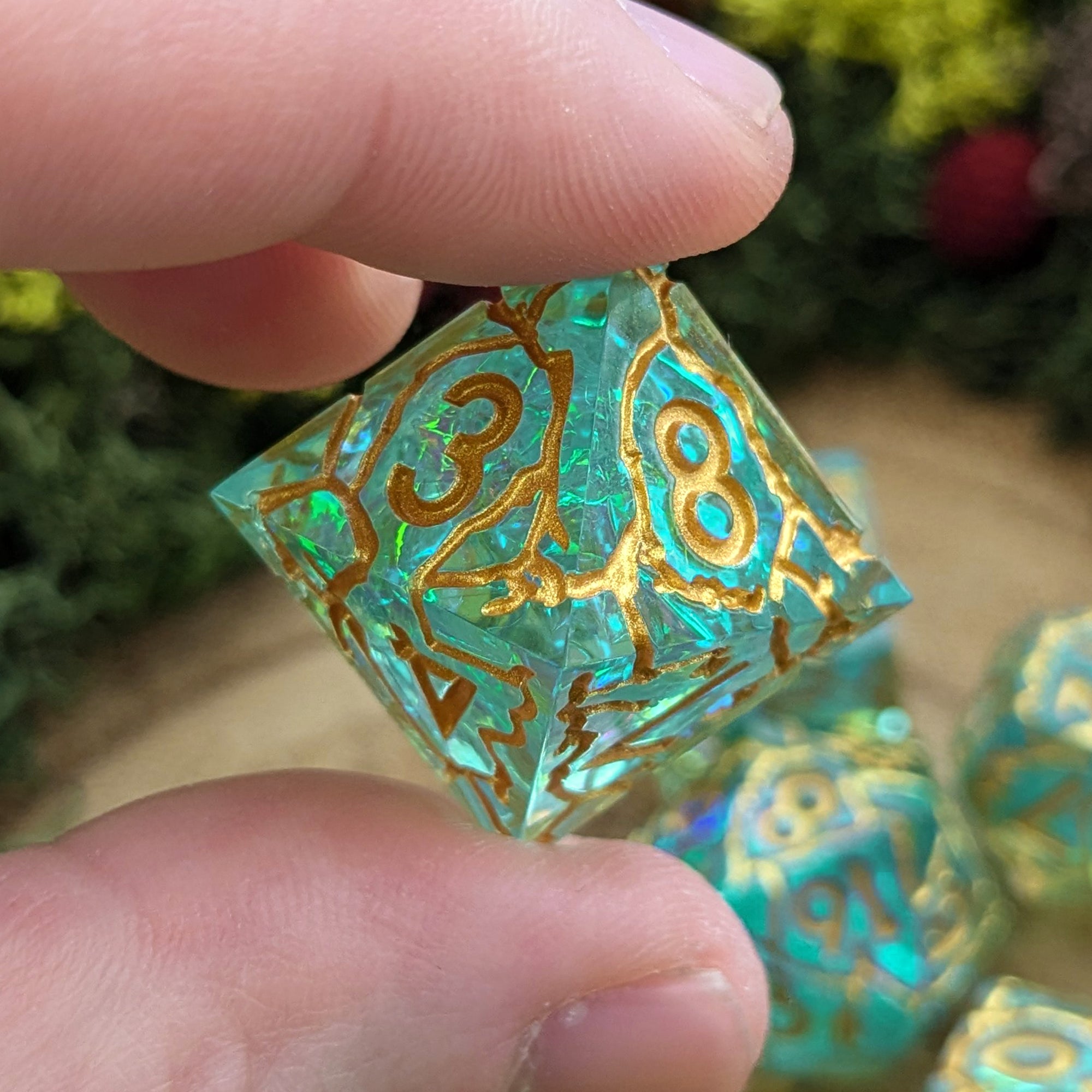 Crystalline Crackle | Sharp Edge Resin Dice - Dice Set - Luffleberry