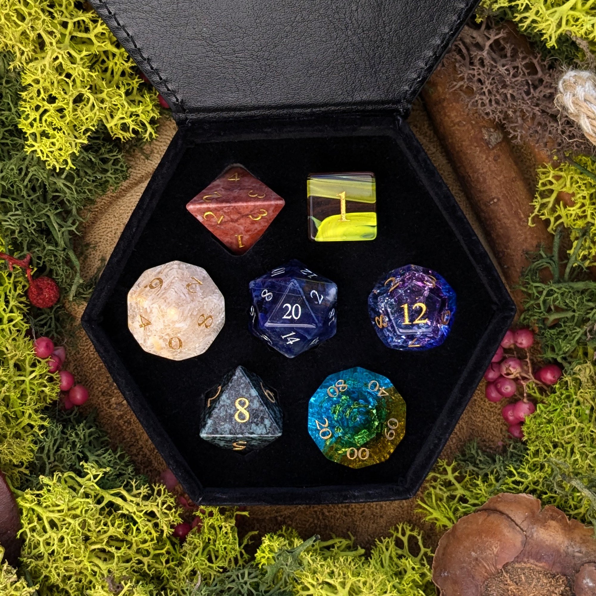 Gemstone & Glass Dice of Many Things