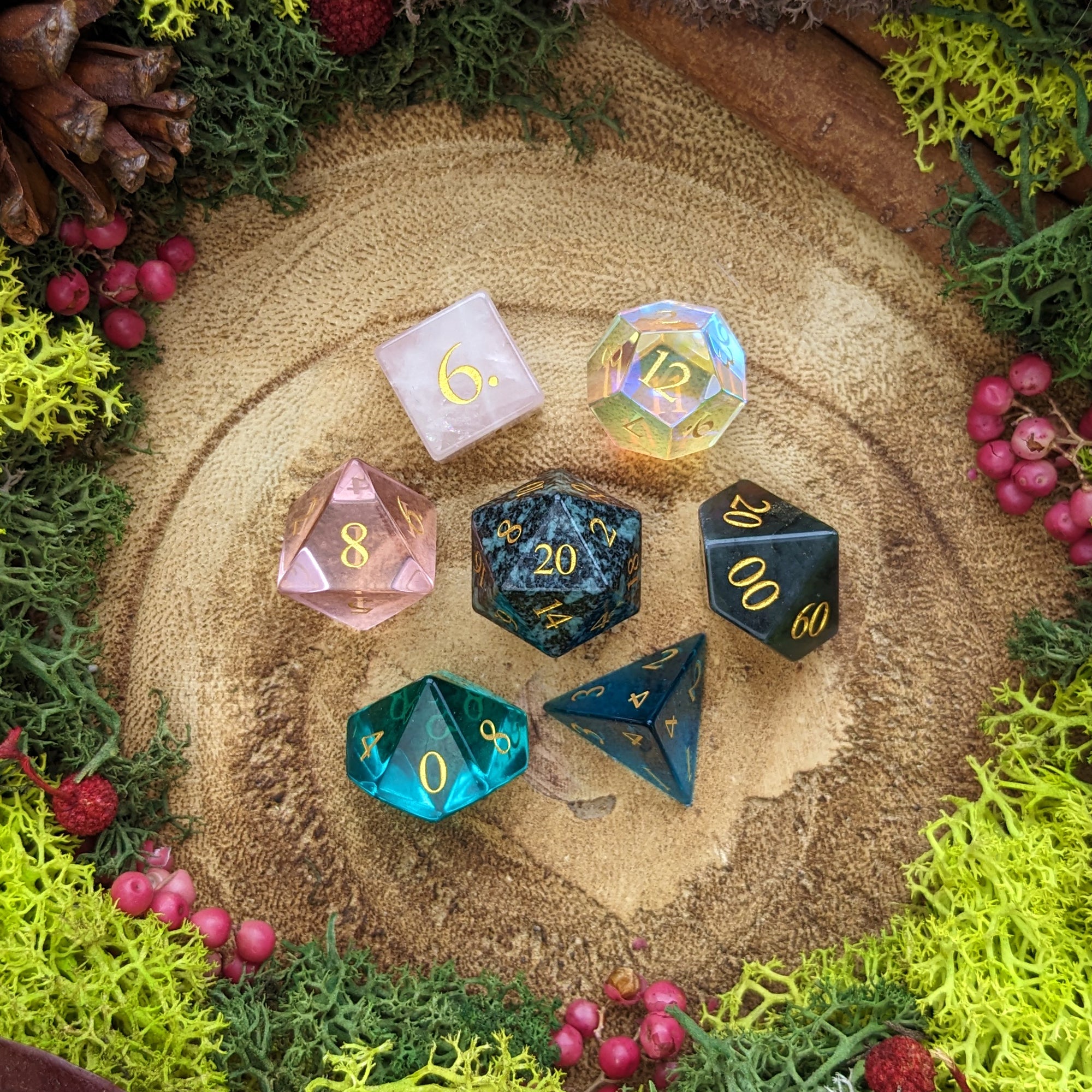 Gemstone & Glass Dice of Many Things - Dice Set - Luffleberry