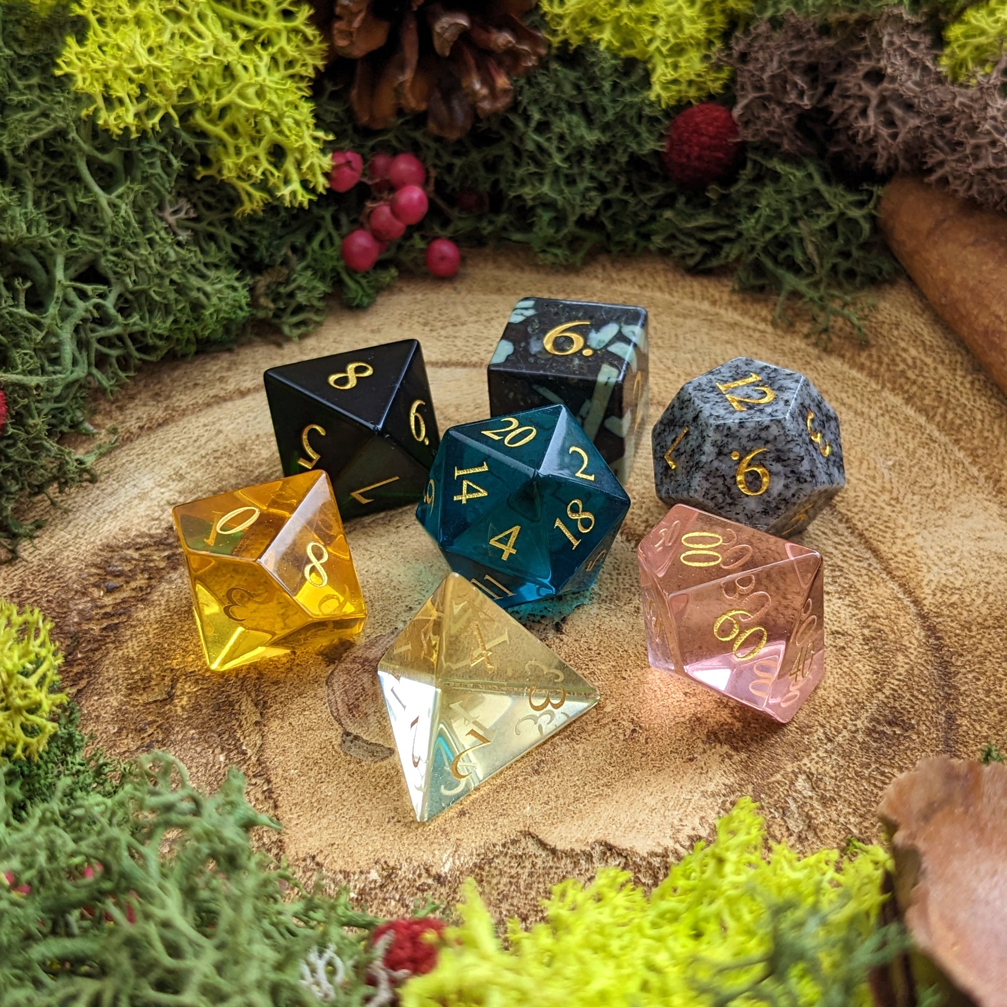 Gemstone & Glass Dice of Many Things - Dice Set - Luffleberry