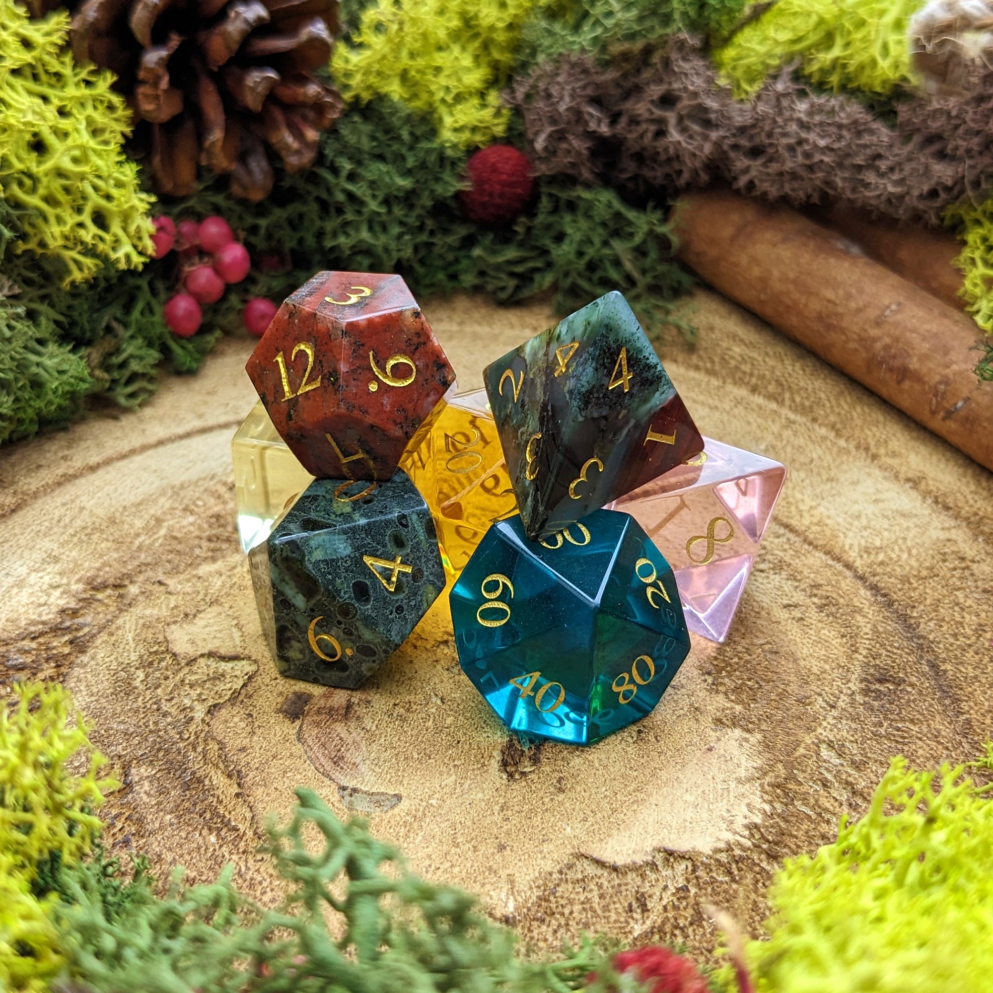 Gemstone & Glass Dice of Many Things - Dice Set - Luffleberry