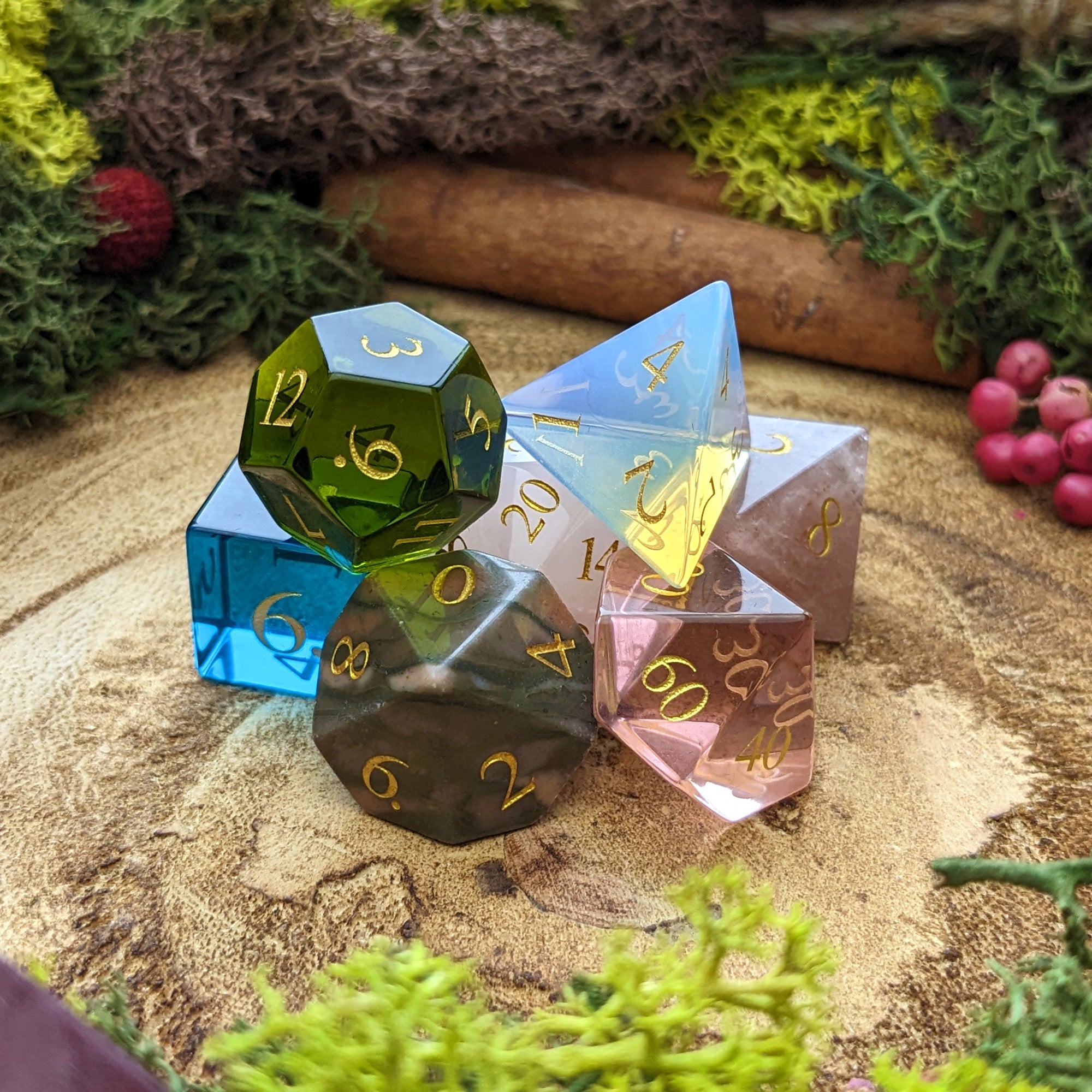 Gemstone & Glass Dice of Many Things - Dice Set - Luffleberry