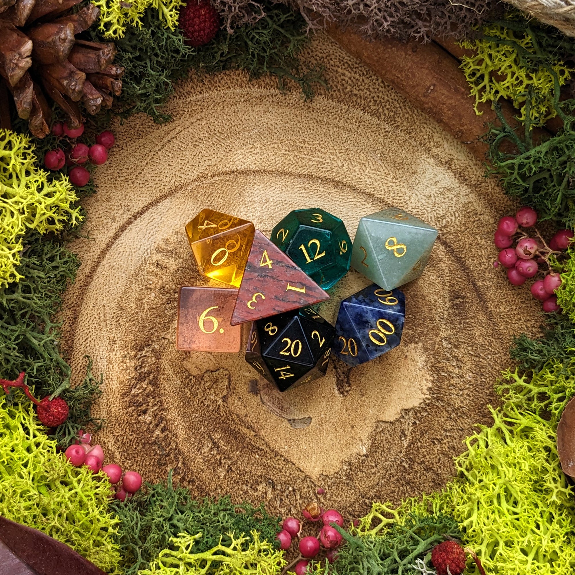 Gemstone & Glass Dice of Many Things - Dice Set - Luffleberry