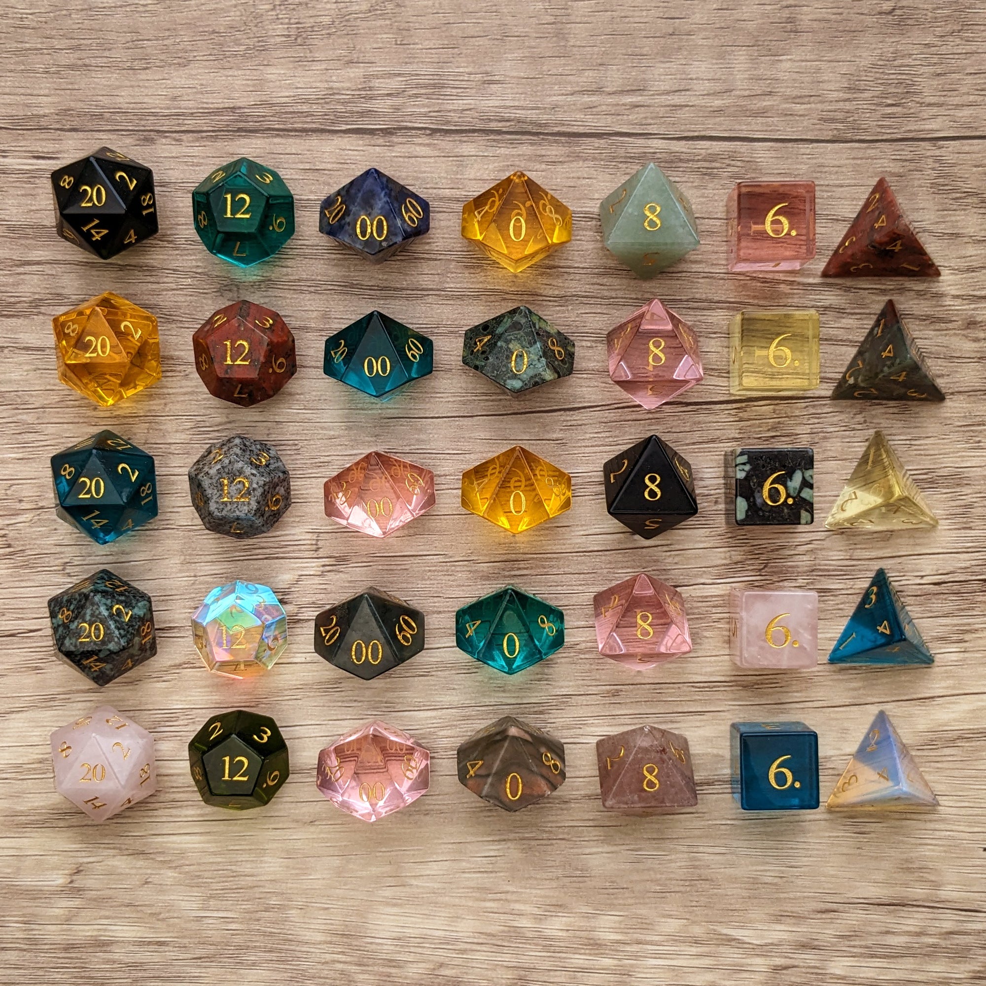 Gemstone & Glass Dice of Many Things - Dice Set - Luffleberry