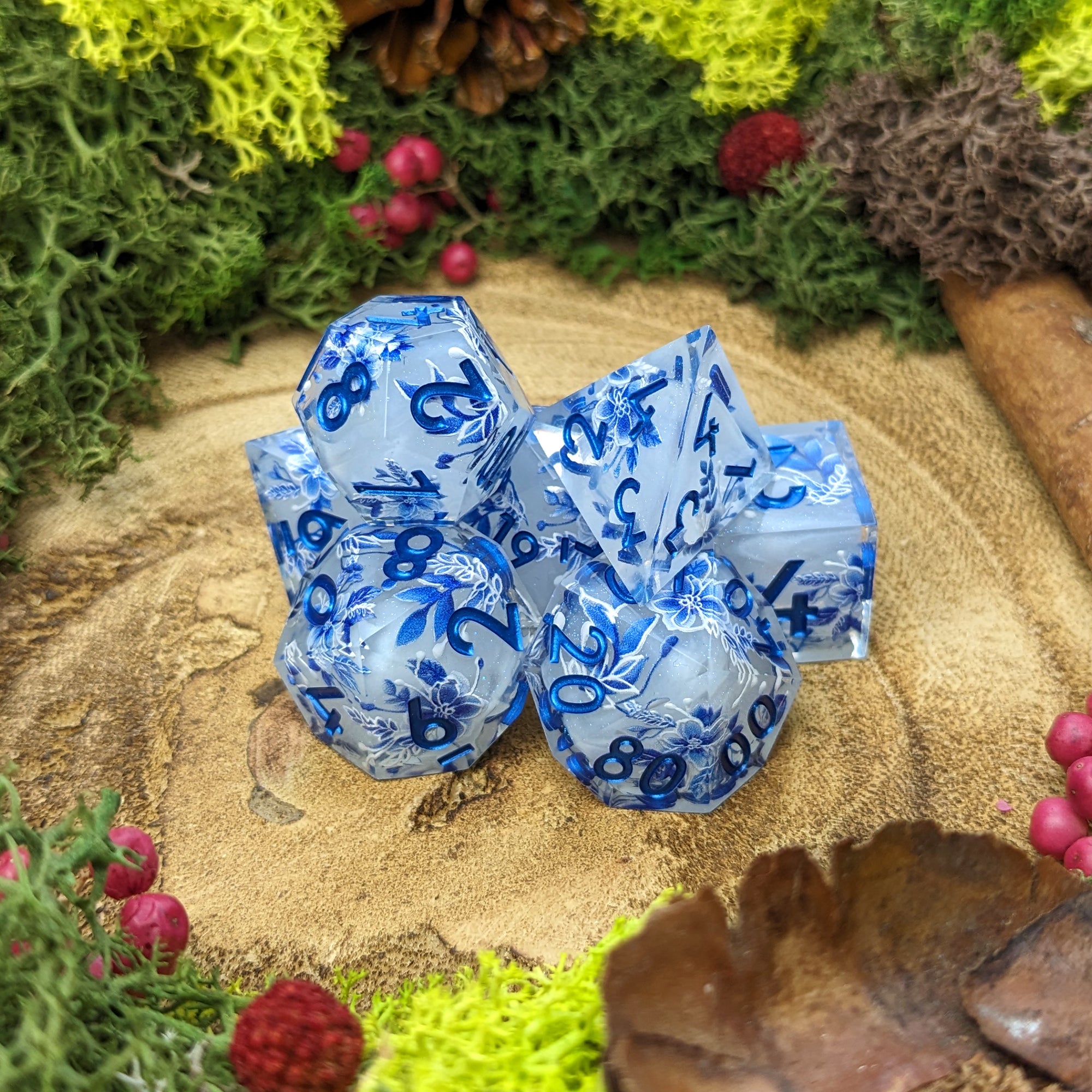 Glitter Delft | Sharp Edge Dice - Dice Set - Luffleberry