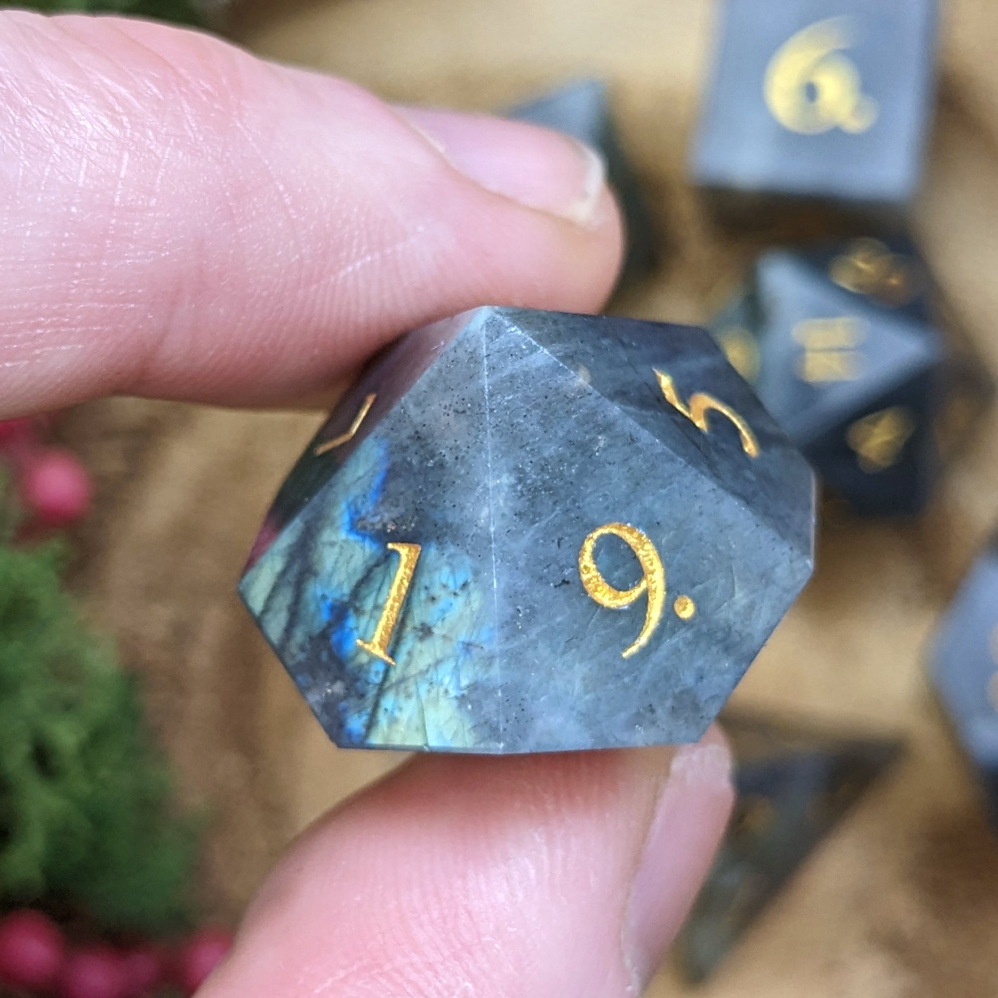 Grey Labradorite | Gemstone Dice - Dice Set - Luffleberry