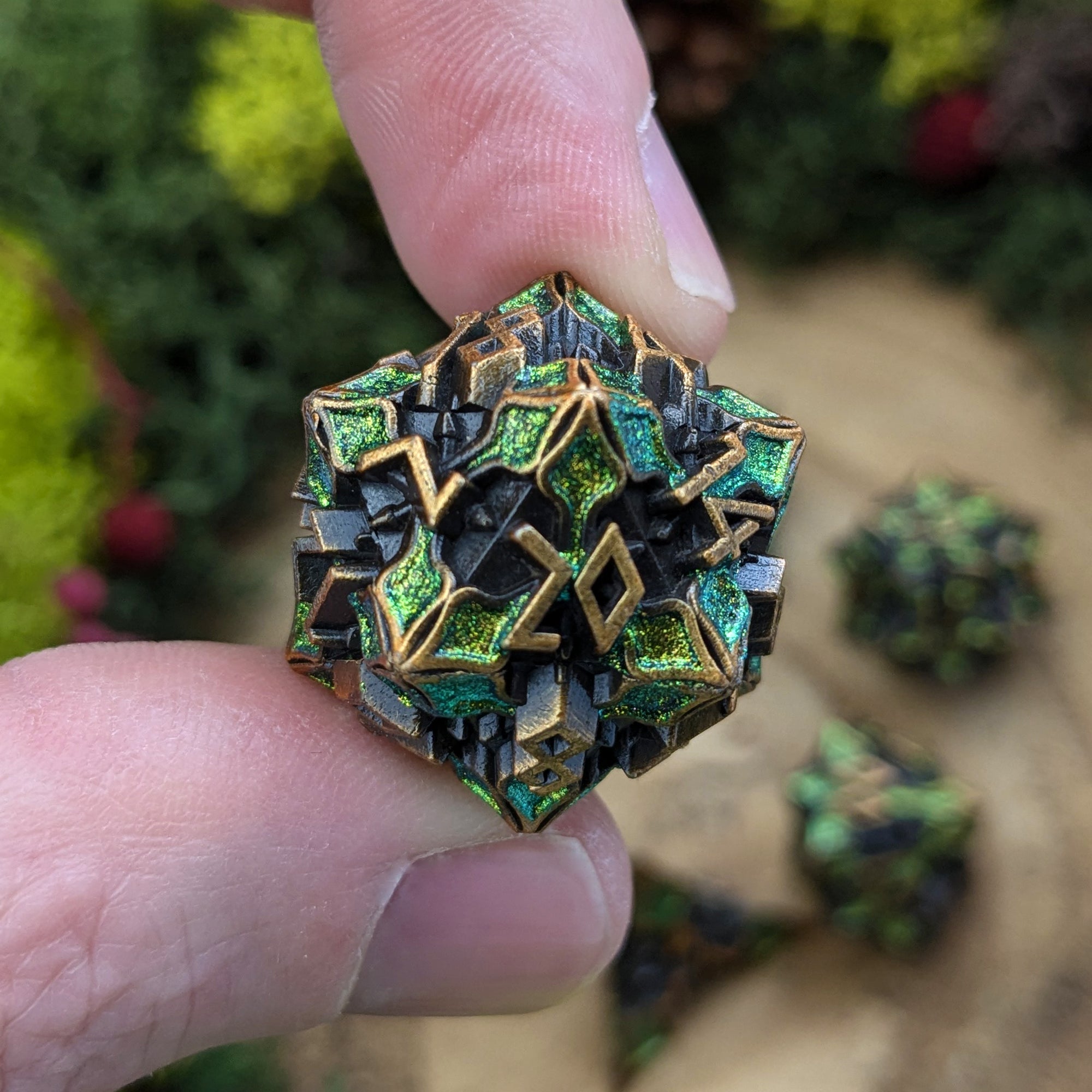 Sylvan Leaf | Metal Dice - Dice Set - Luffleberry