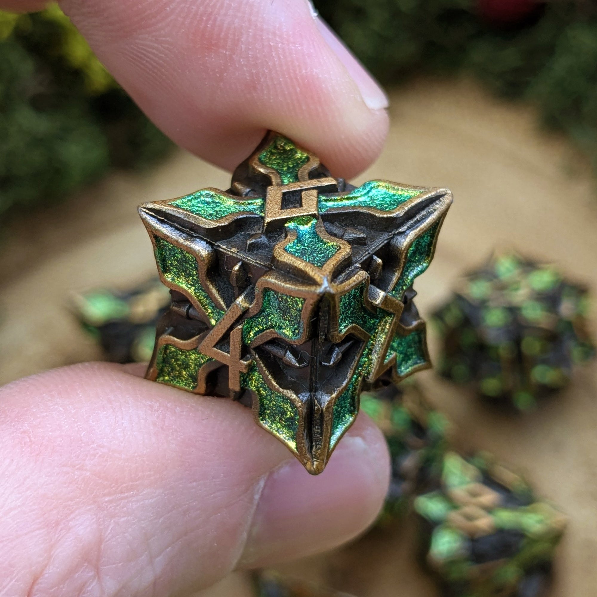 Sylvan Leaf | Metal Dice - Dice Set - Luffleberry