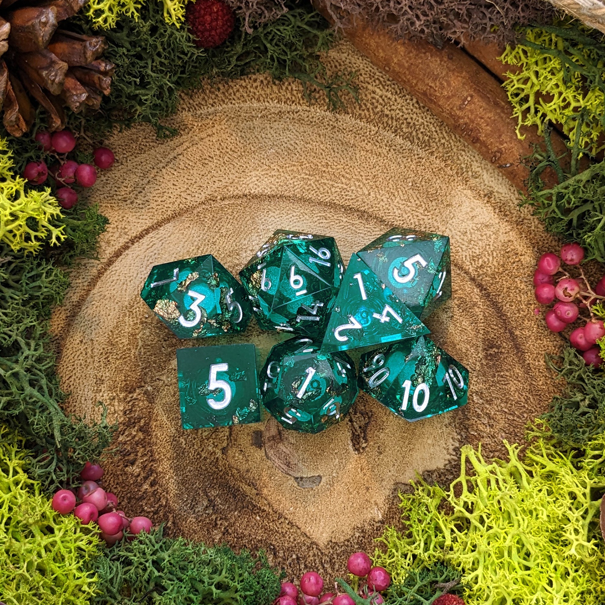 Sunken Treasure | Sharp Edge Liquid Core Dice - Dice Set - Luffleberry