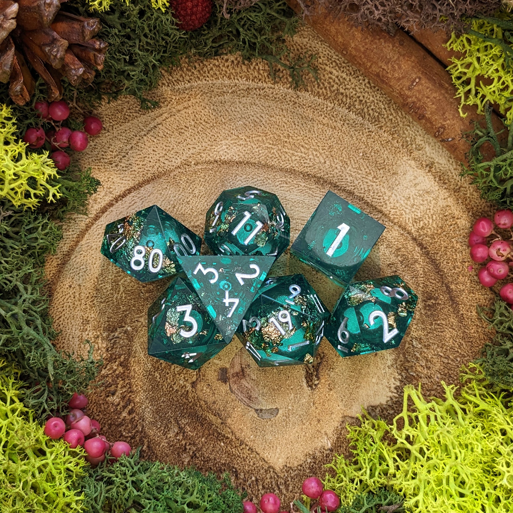 Sunken Treasure | Sharp Edge Liquid Core Dice - Dice Set - Luffleberry