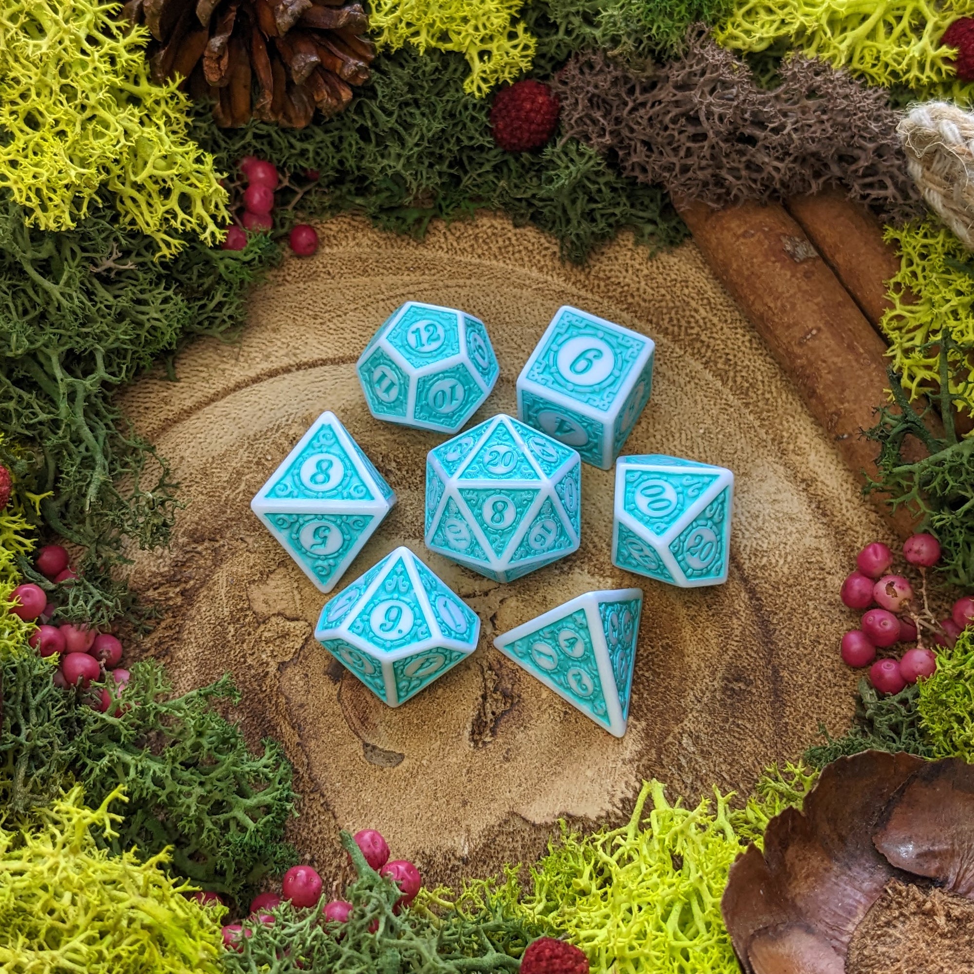 Turquoise Lattice - Dice Set - Luffleberry