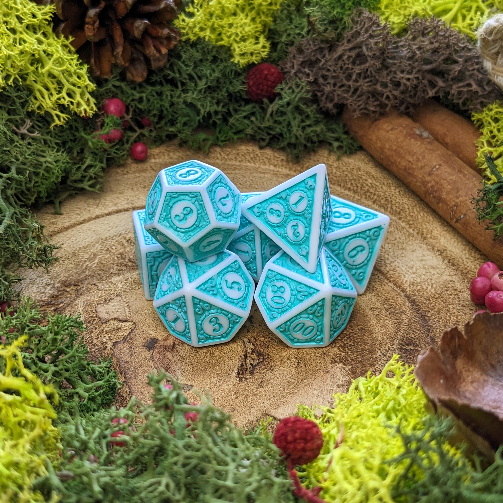 Turquoise Lattice - Dice Set - Luffleberry