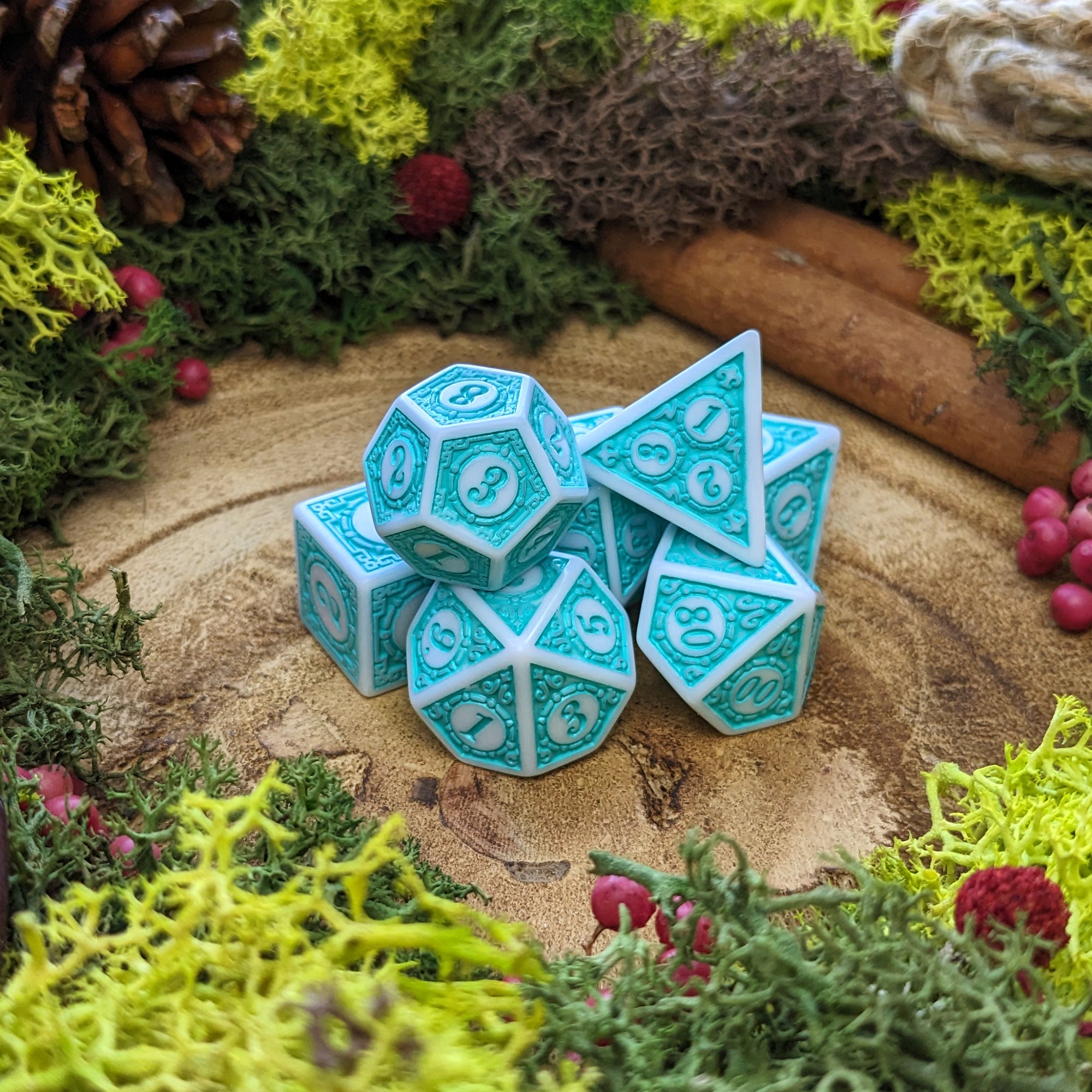 Turquoise Lattice - Dice Set - Luffleberry