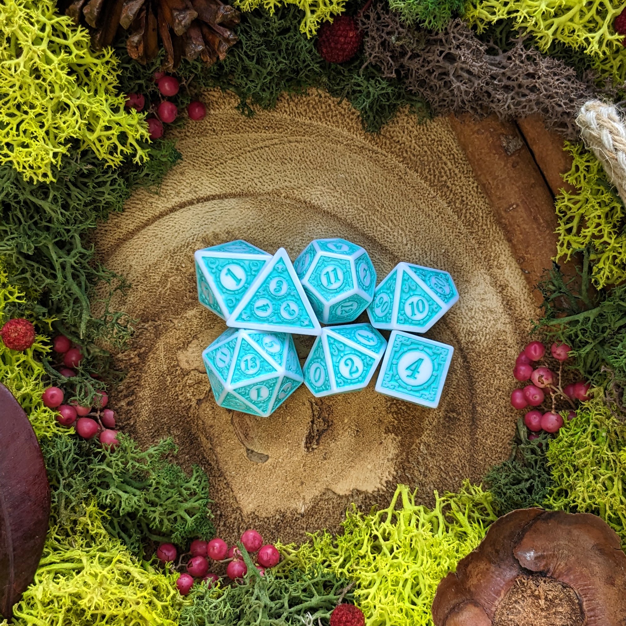 Turquoise Lattice - Dice Set - Luffleberry