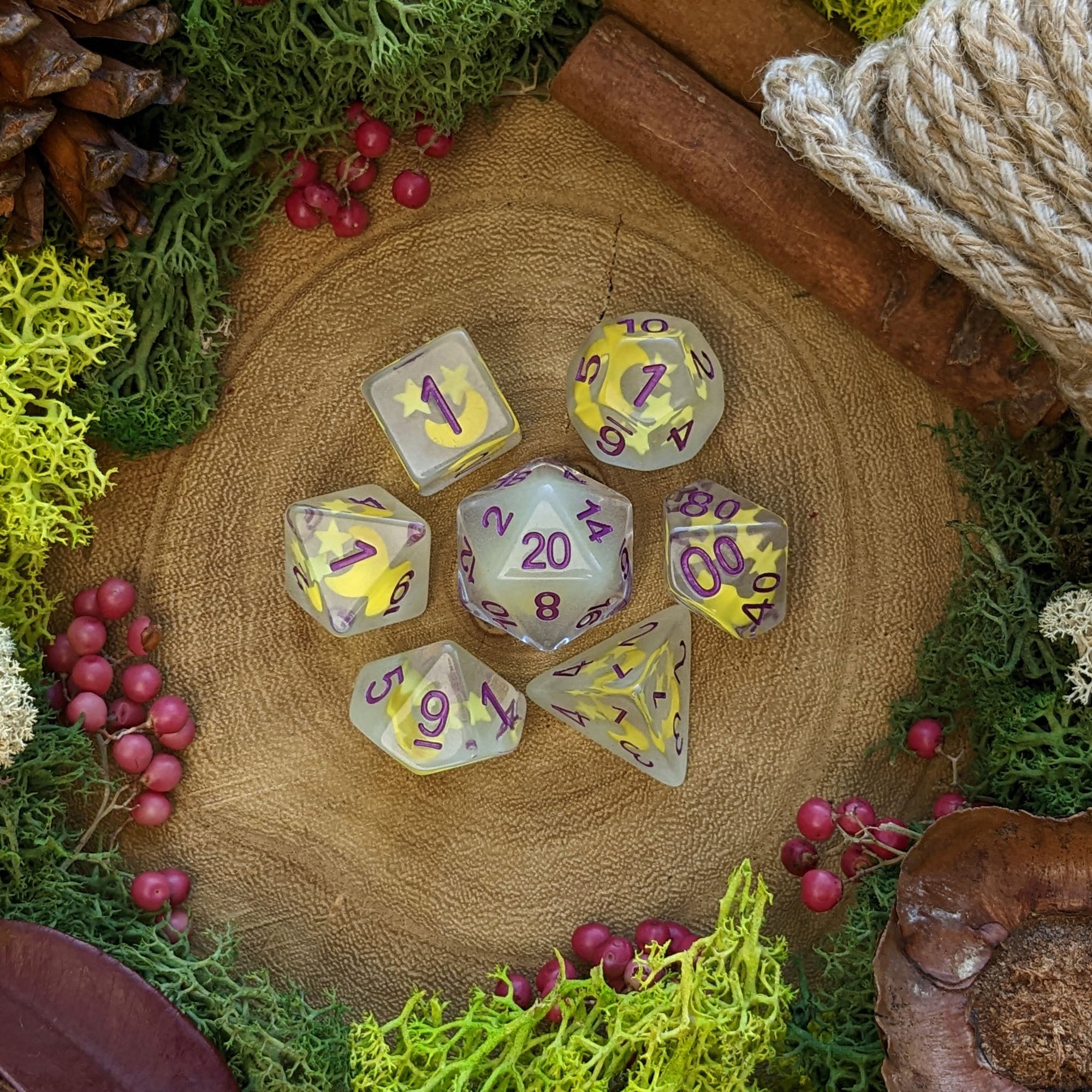 Celestial Glow | Glow in the Dark Dice - Dice Set - Luffleberry