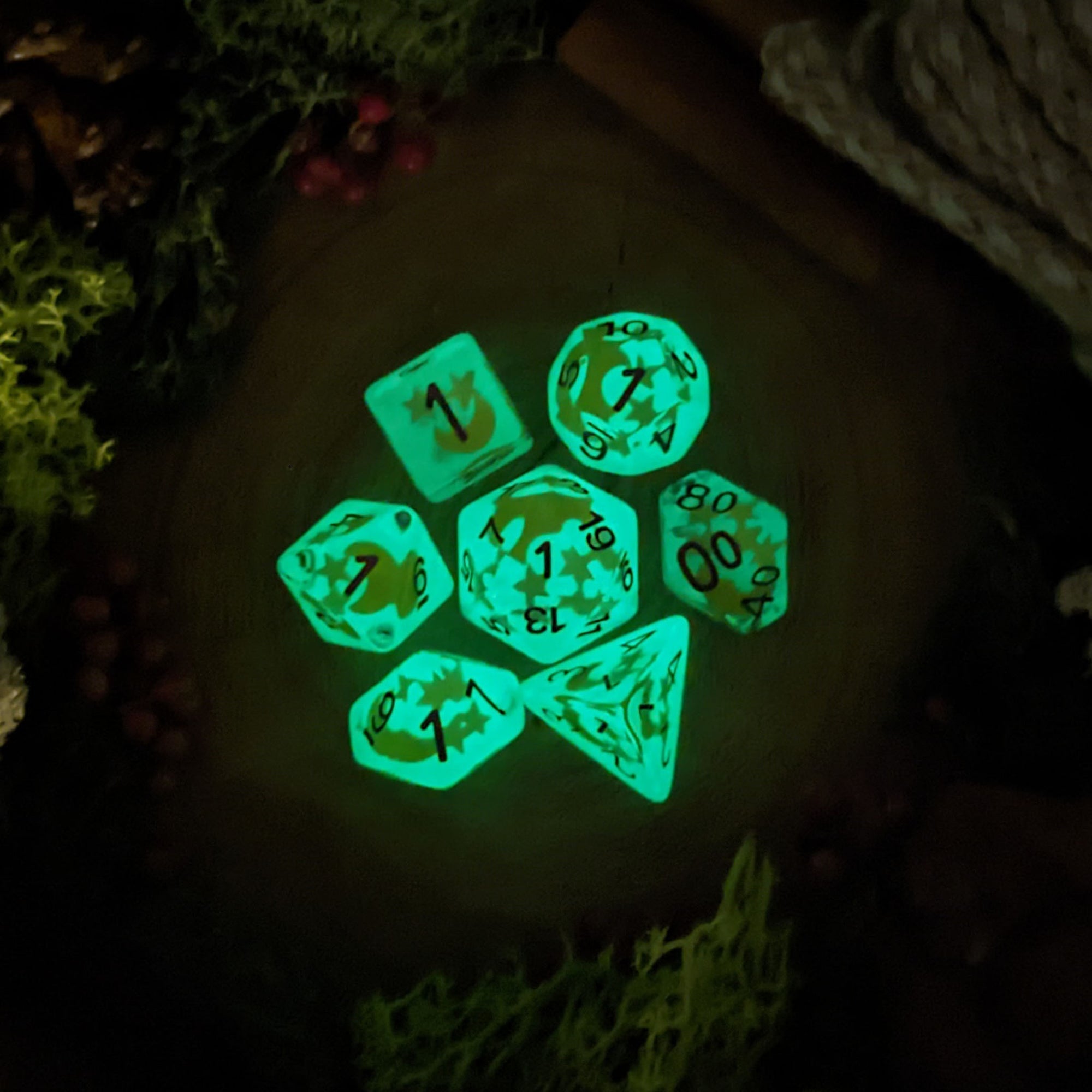 Celestial Glow | Glow in the Dark Dice - Dice Set - Luffleberry