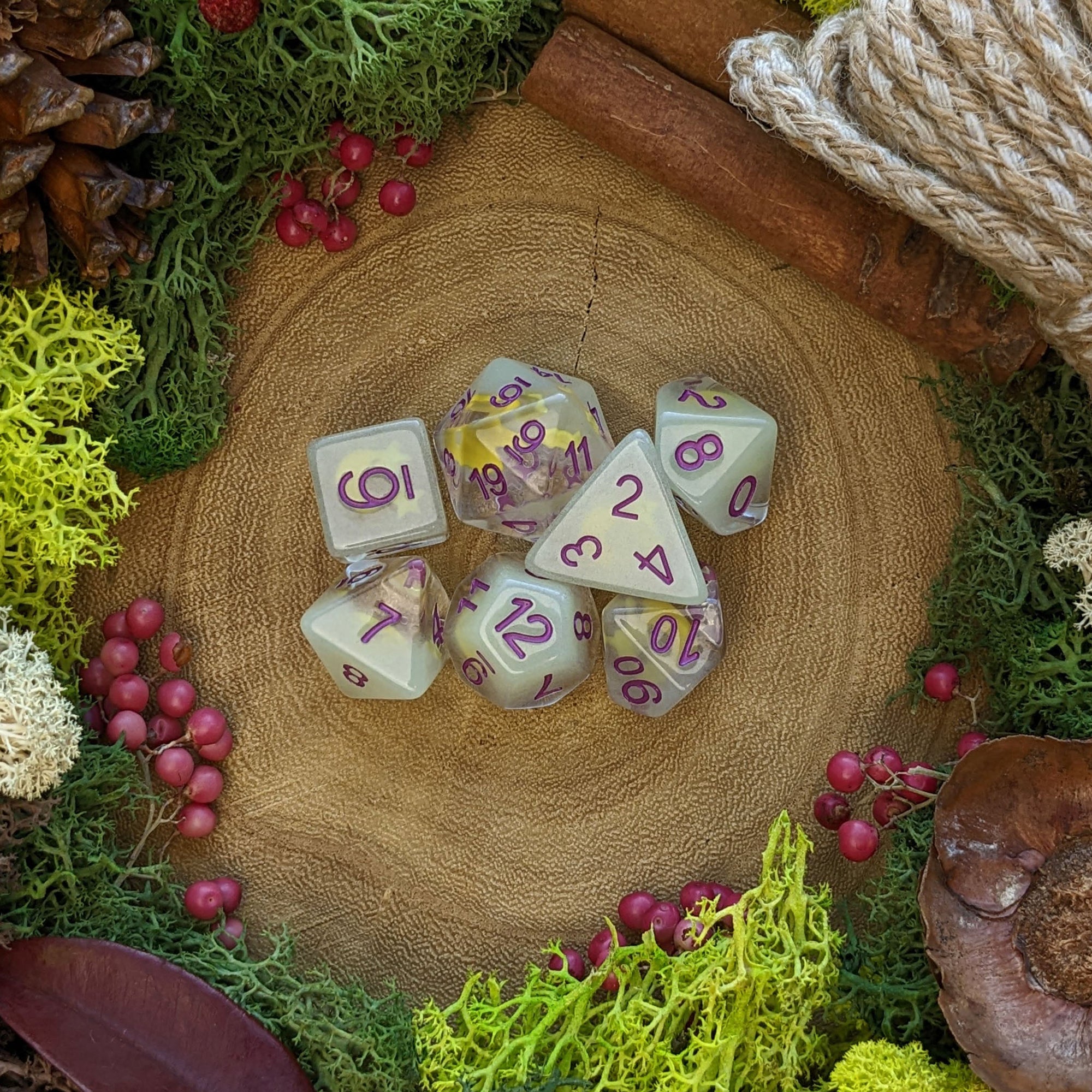 Celestial Glow | Glow in the Dark Dice - Dice Set - Luffleberry