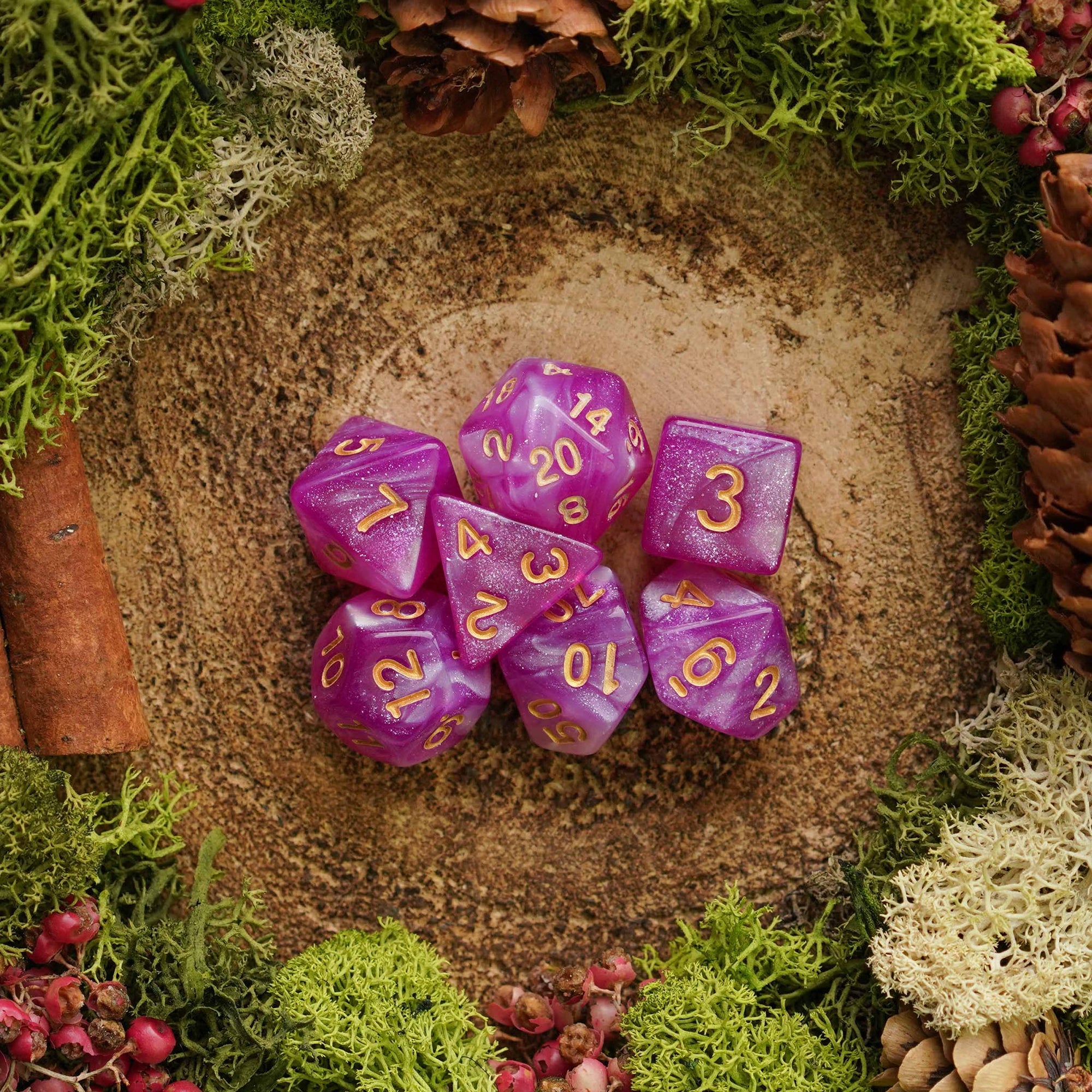 Cerise Sparkle - Dice Set - Luffleberry