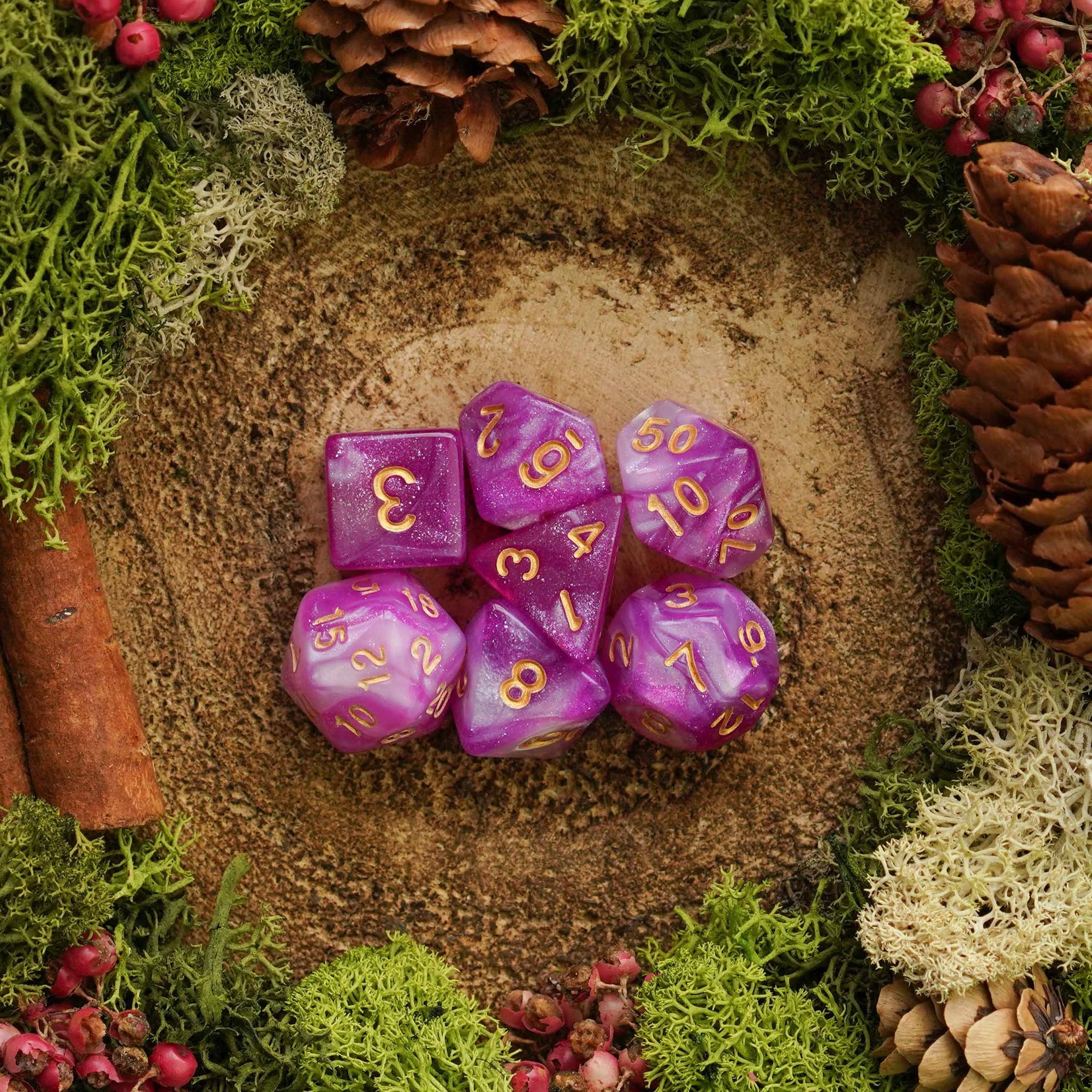 Cerise Sparkle - Dice Set - Luffleberry