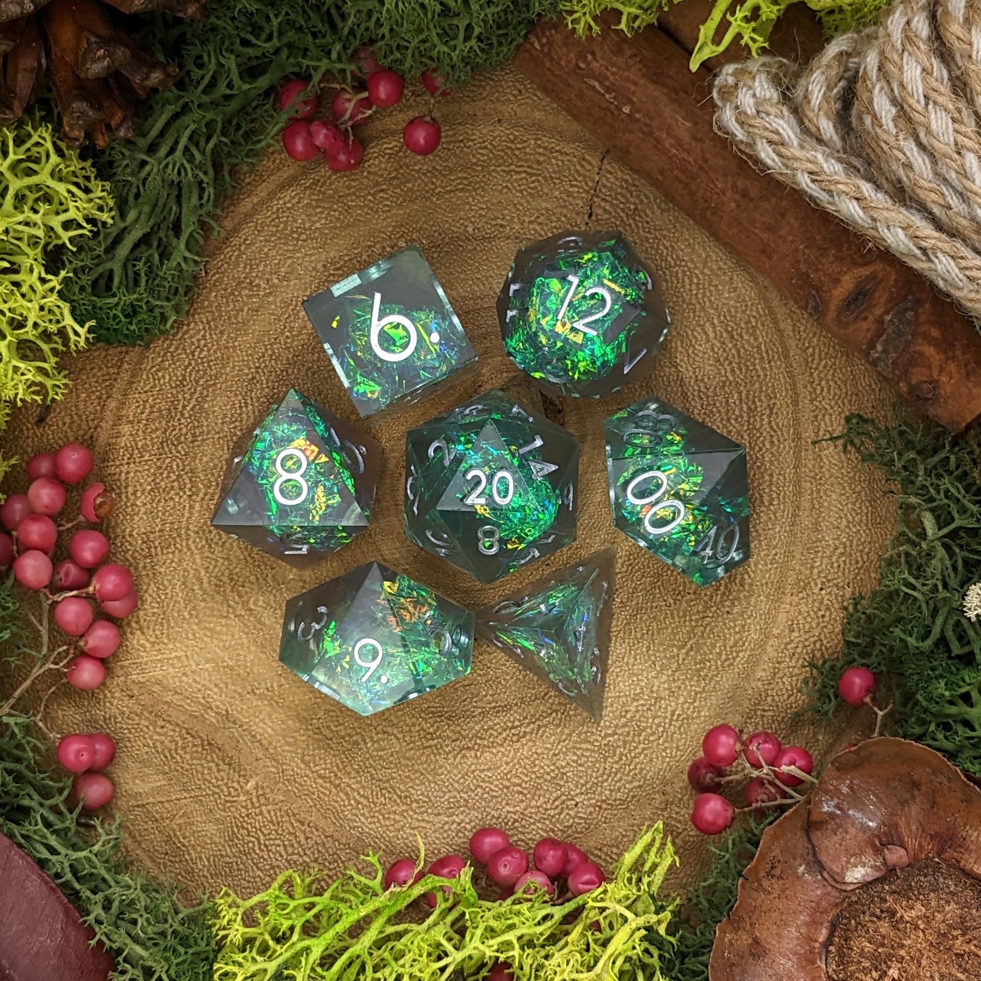 Divine Reverie | Sharp Edge Resin Dice - Dice Set - Luffleberry