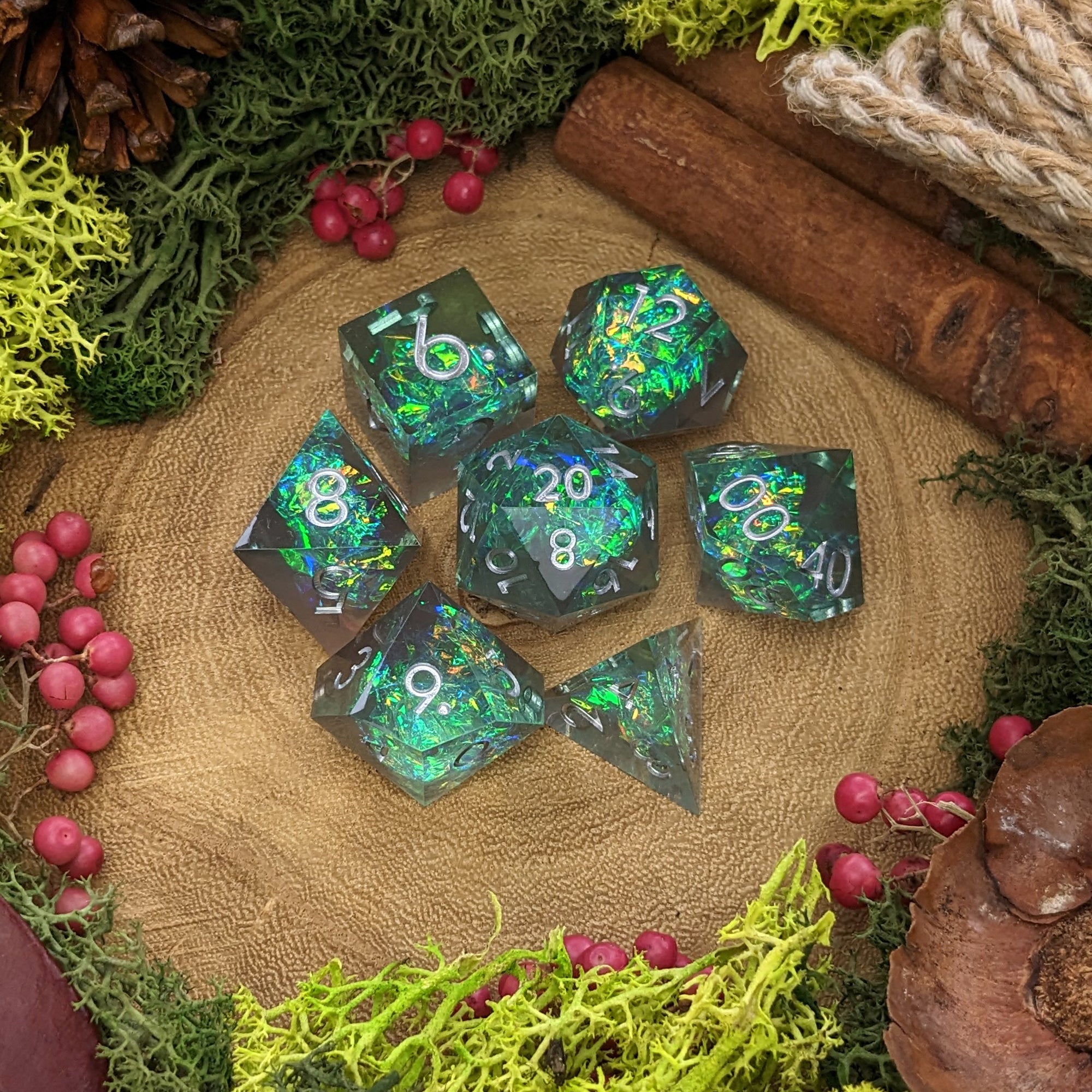 Divine Reverie | Sharp Edge Resin Dice - Dice Set - Luffleberry