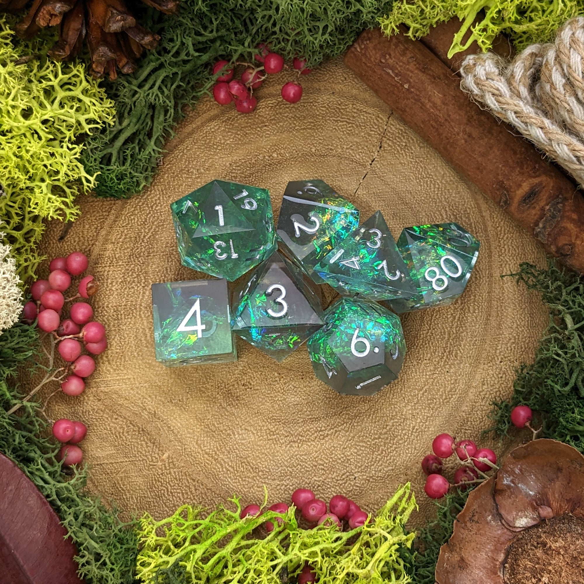 Divine Reverie | Sharp Edge Resin Dice - Dice Set - Luffleberry