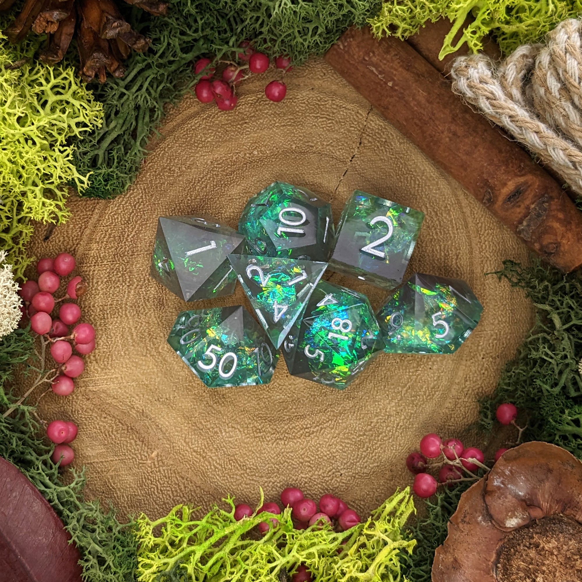 Divine Reverie | Sharp Edge Resin Dice - Dice Set - Luffleberry