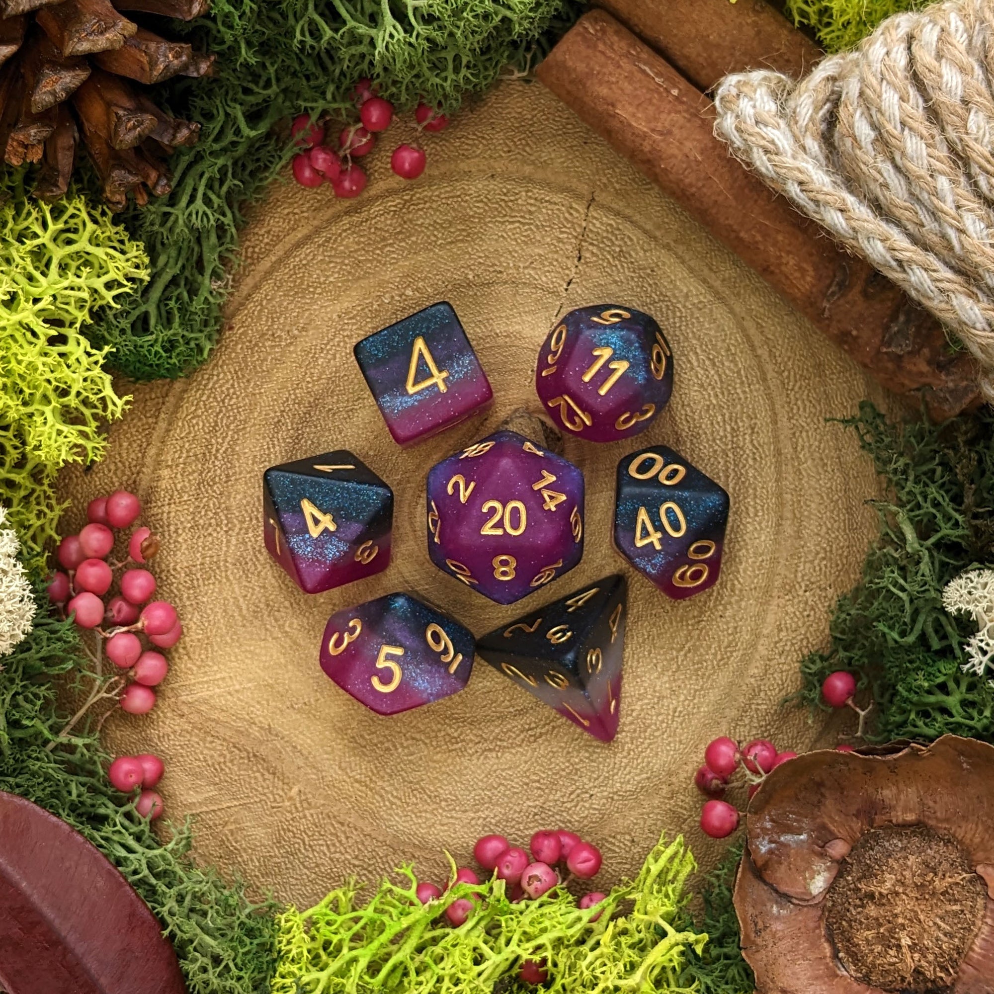 Midnight Amaranth | Asexual Pride - Dice Set - Luffleberry