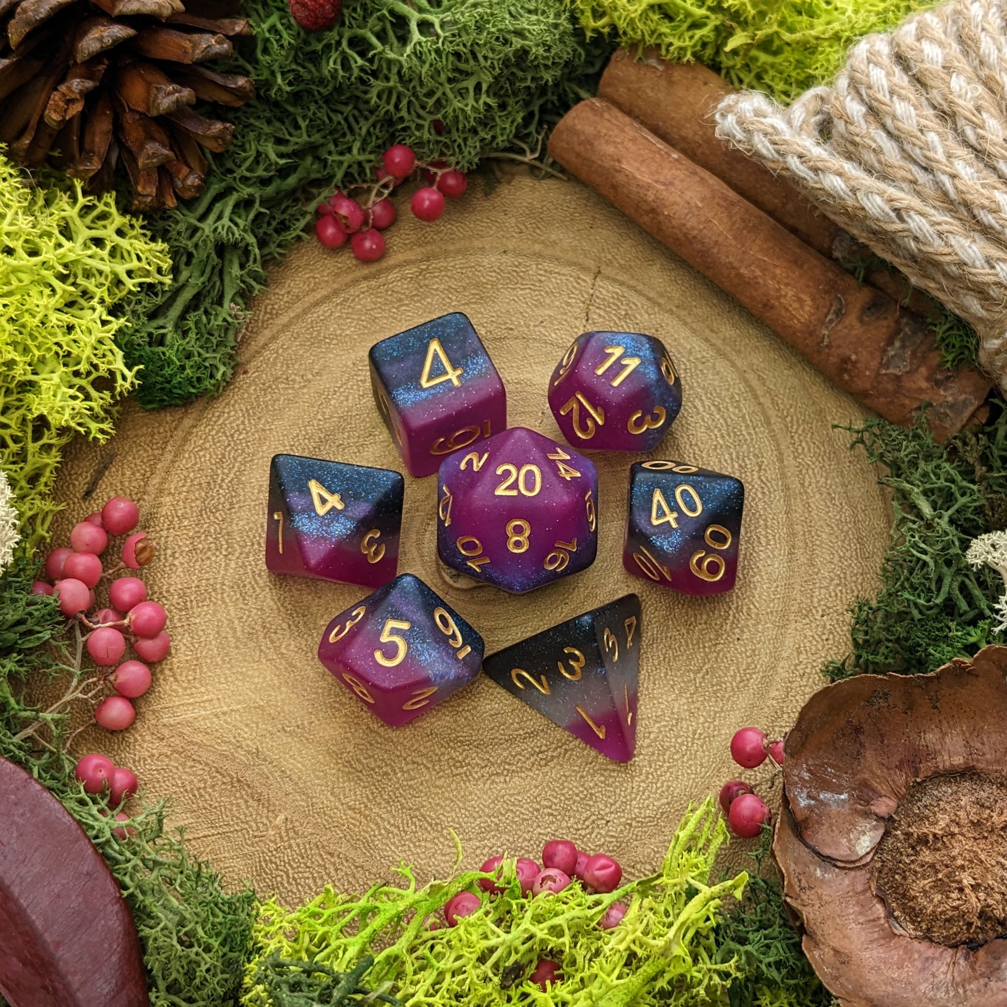 Midnight Amaranth | Asexual Pride - Dice Set - Luffleberry