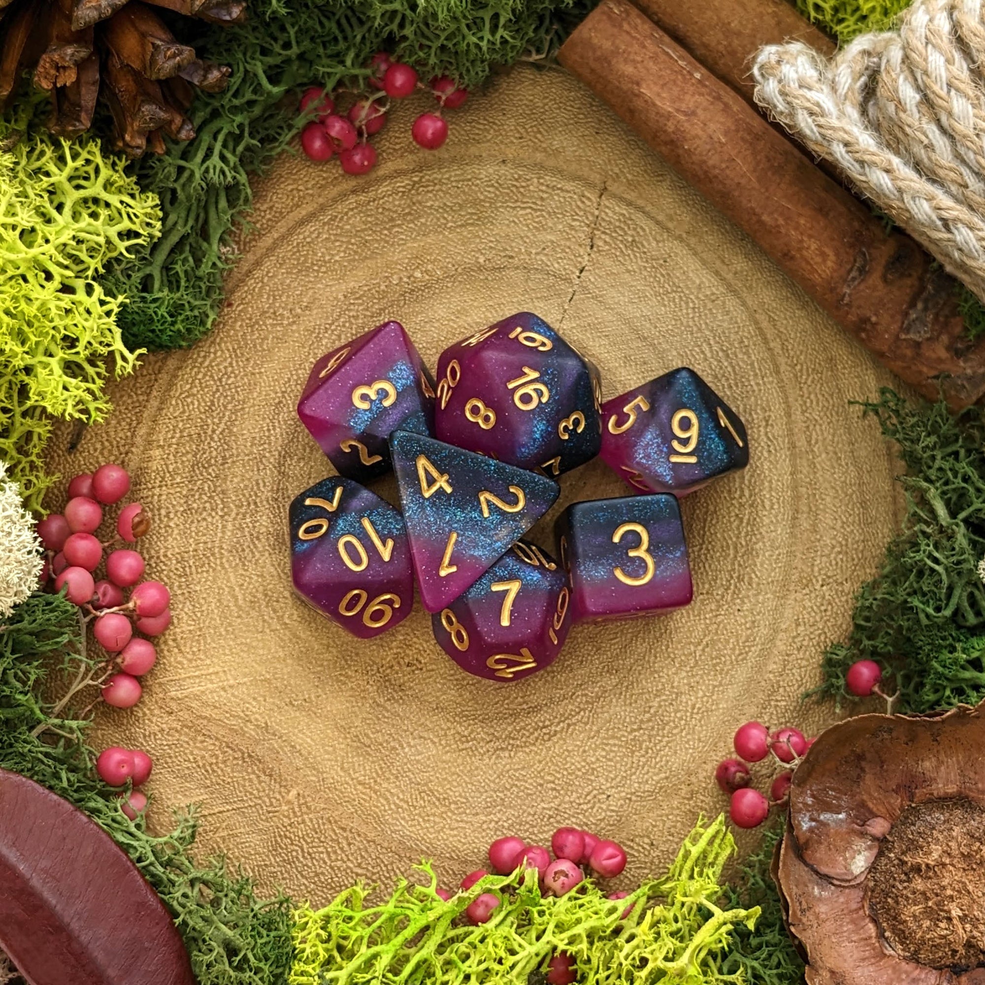 Midnight Amaranth | Asexual Pride - Dice Set - Luffleberry