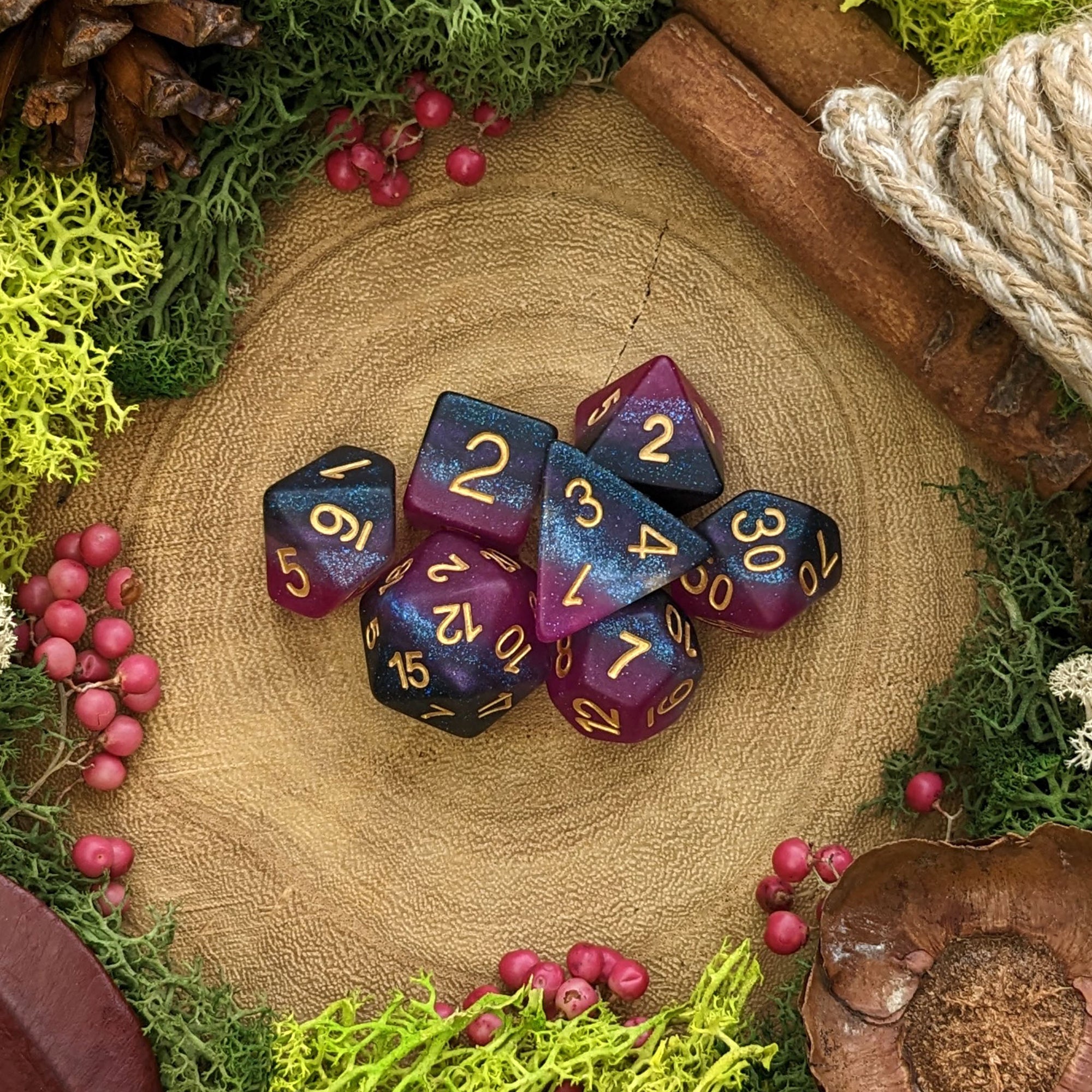 Midnight Amaranth | Asexual Pride - Dice Set - Luffleberry