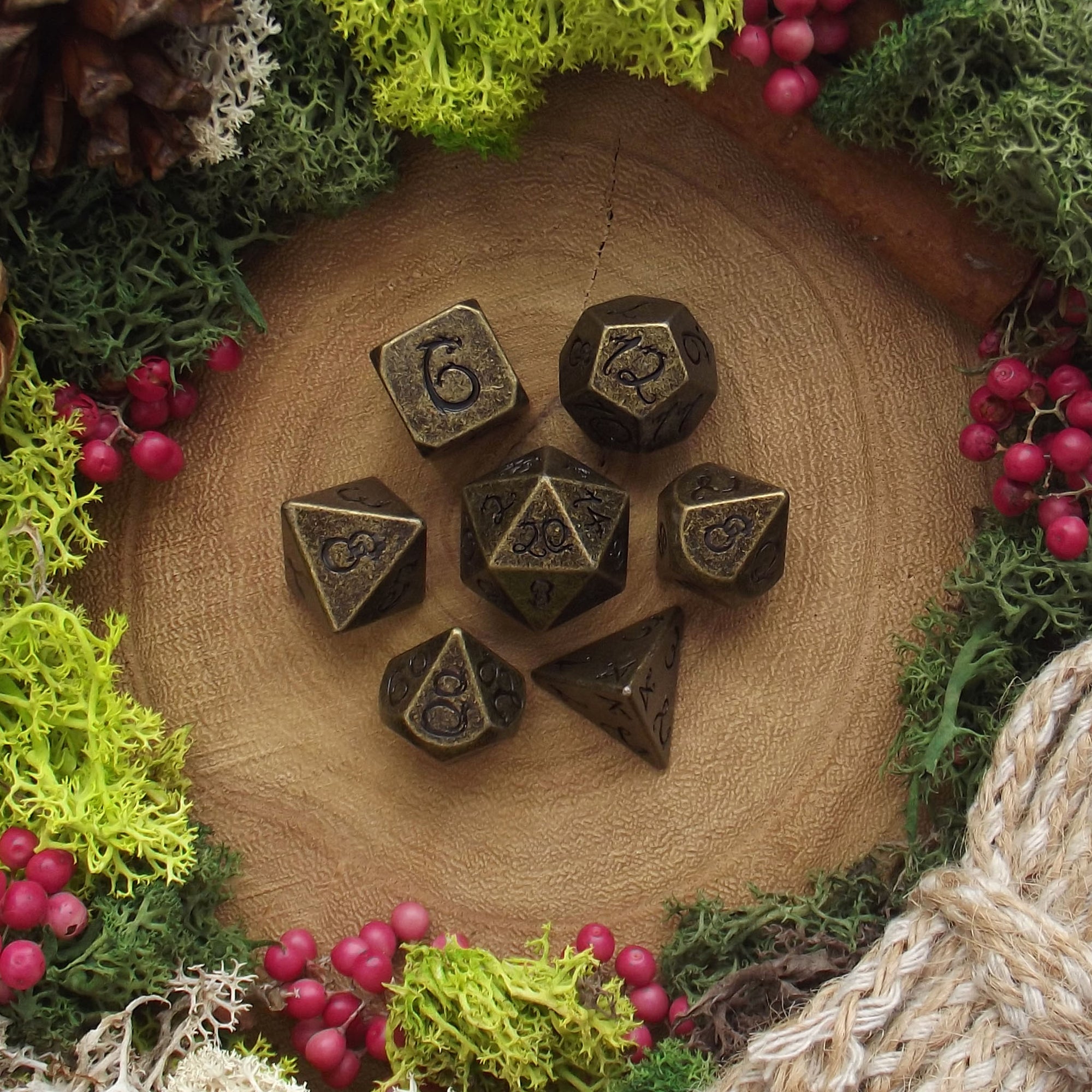 Ancient Bronze Dragon | Metal Dice - Dice Set - Luffleberry