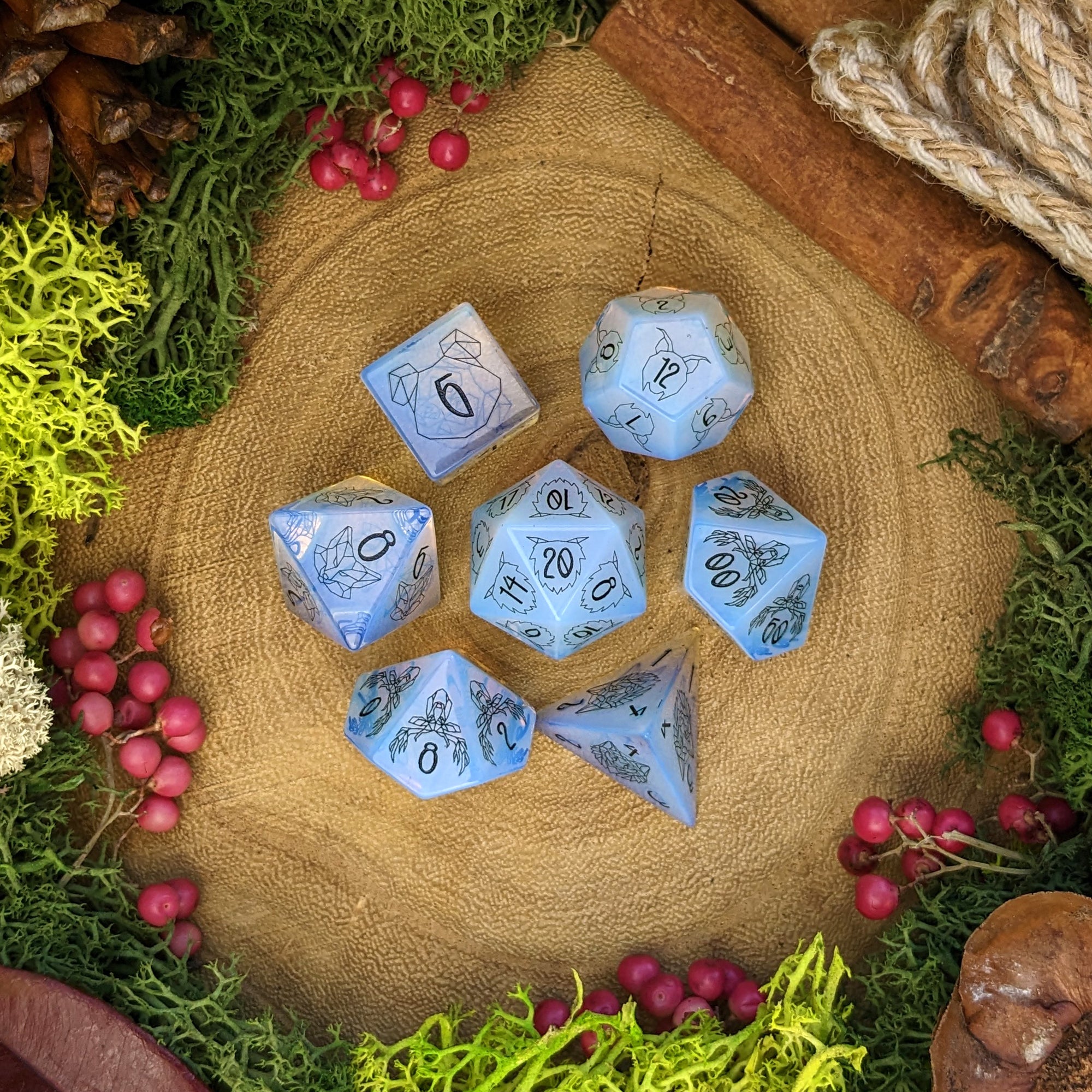 Opalite Wildheart | Gemstone Dice - Dice Set - Luffleberry