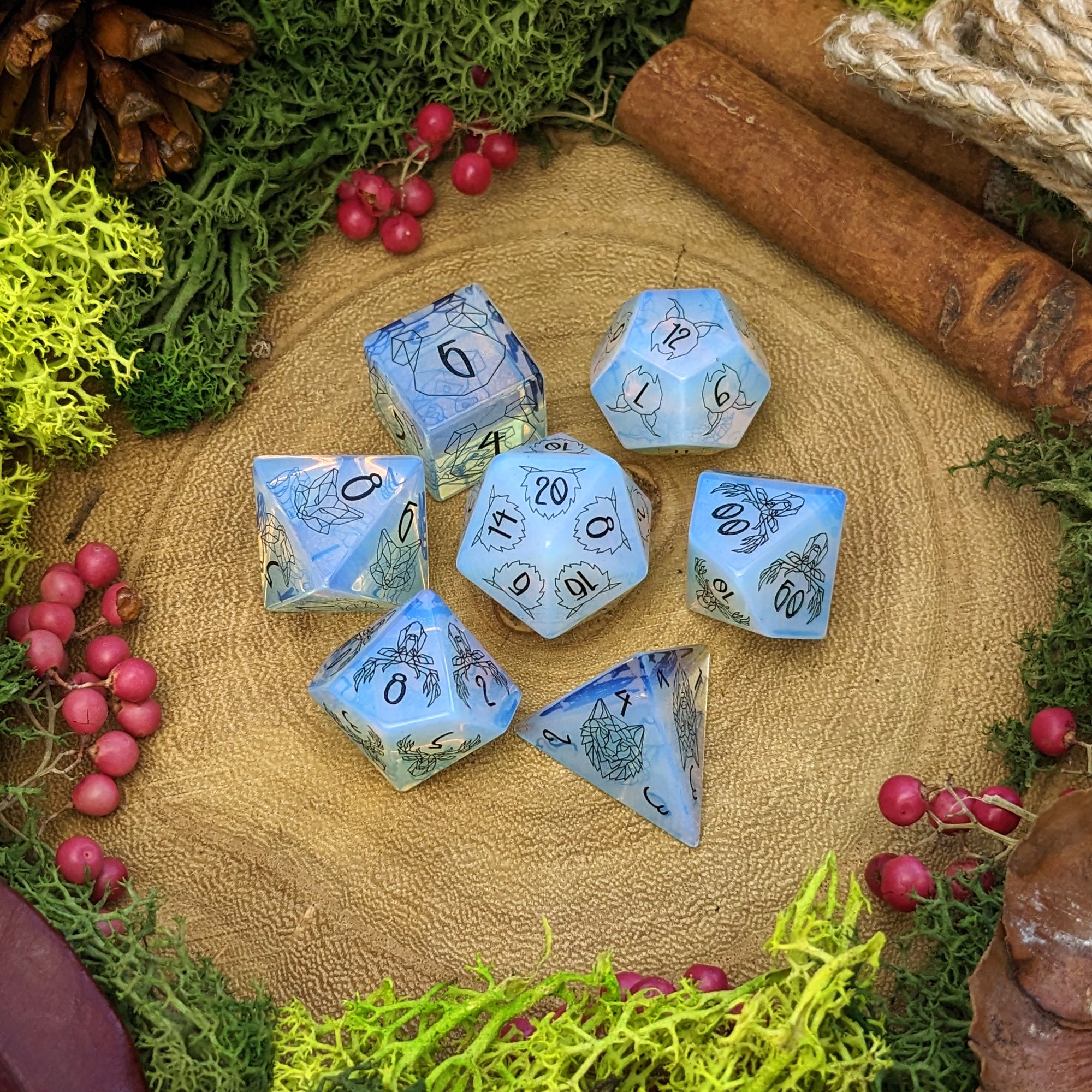 Opalite Wildheart | Gemstone Dice - Dice Set - Luffleberry