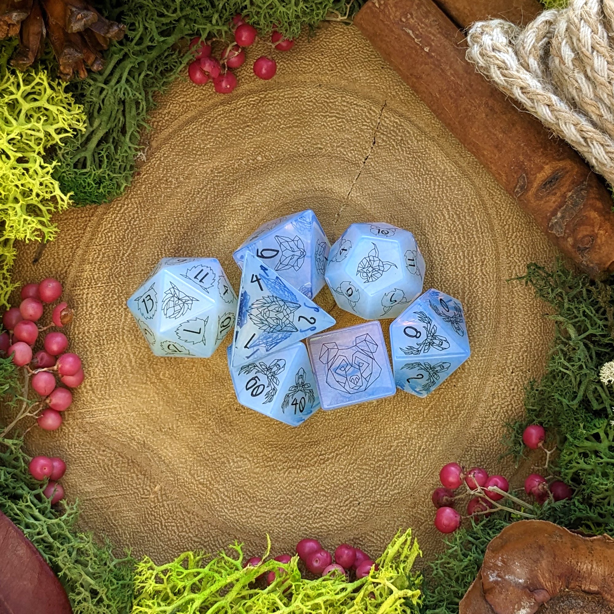 Opalite Wildheart | Gemstone Dice - Dice Set - Luffleberry