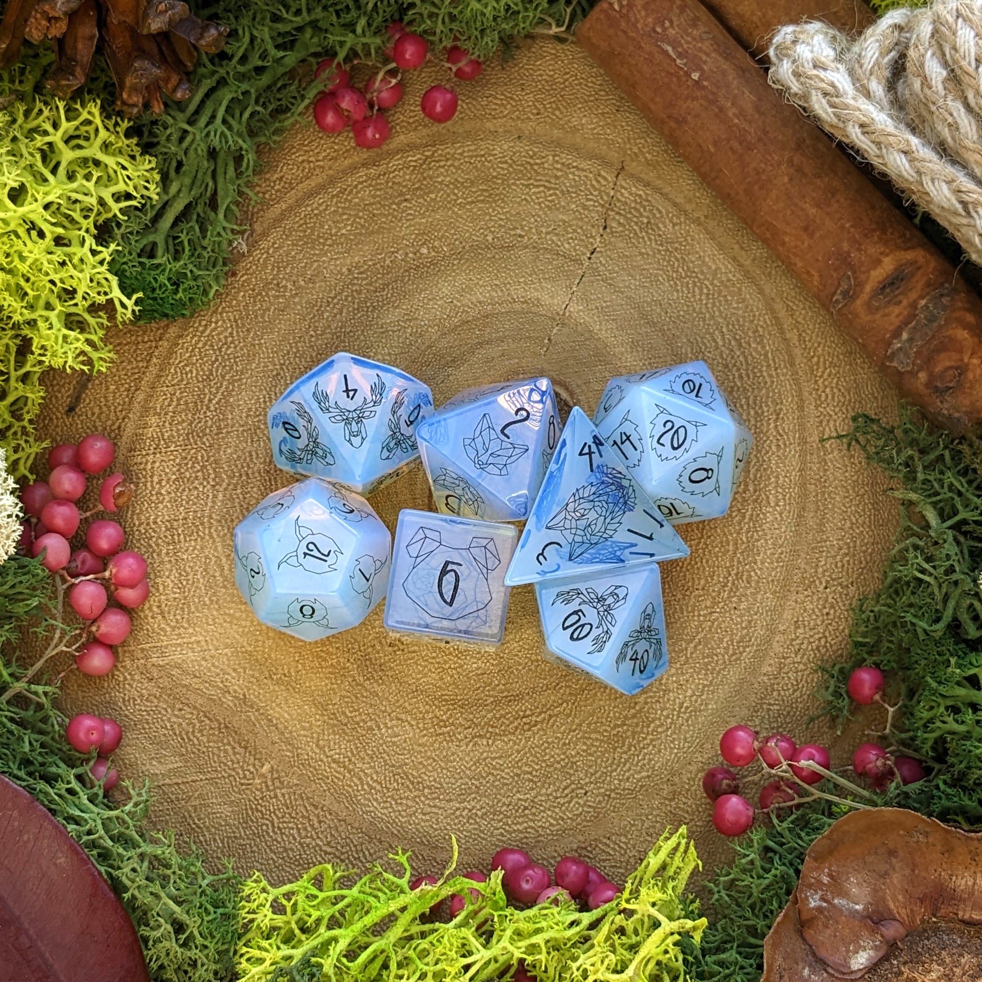 Opalite Wildheart | Gemstone Dice - Dice Set - Luffleberry