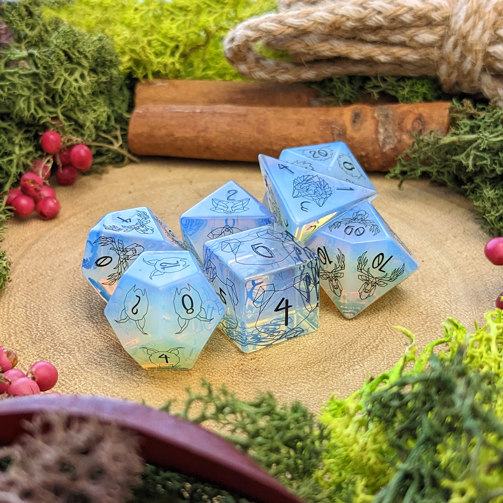 Opalite Wildheart | Gemstone Dice - Dice Set - Luffleberry