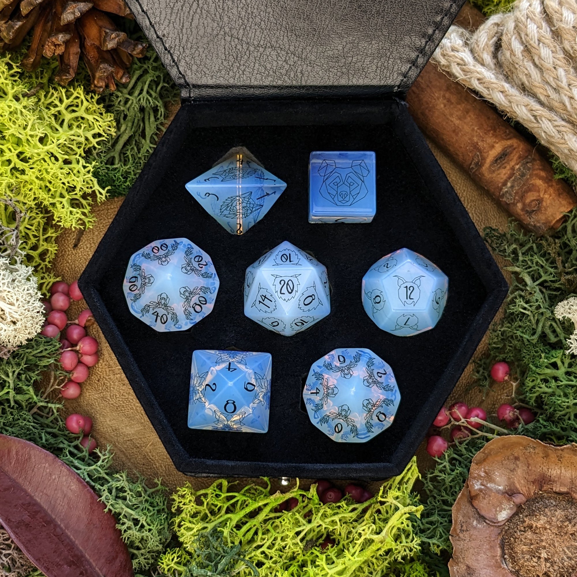 Opalite Wildheart | Gemstone Dice - Dice Set - Luffleberry