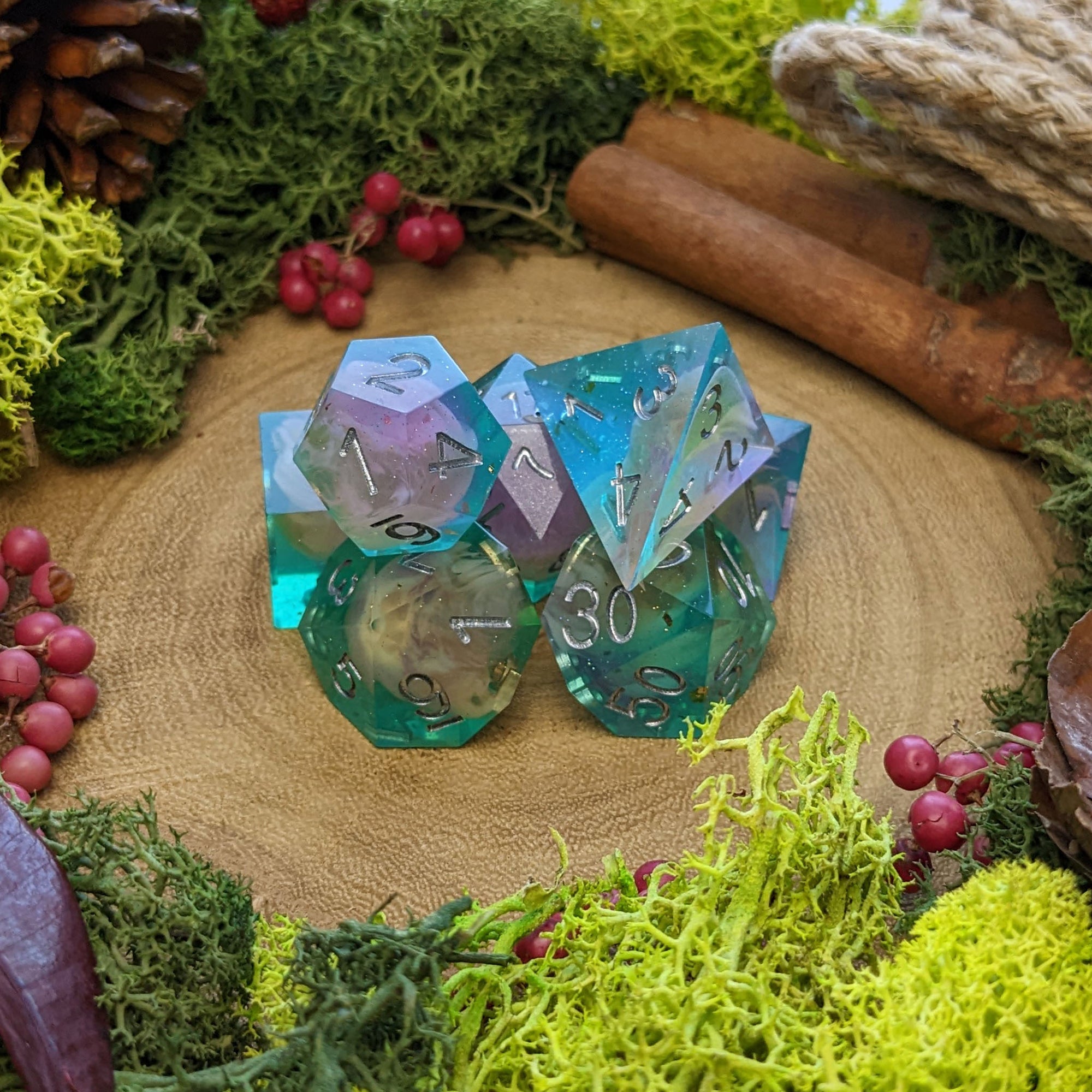 Pastel Shallows | Sharp Edge Resin 'B Grade' Dice Seconds - Dice Set - Luffleberry