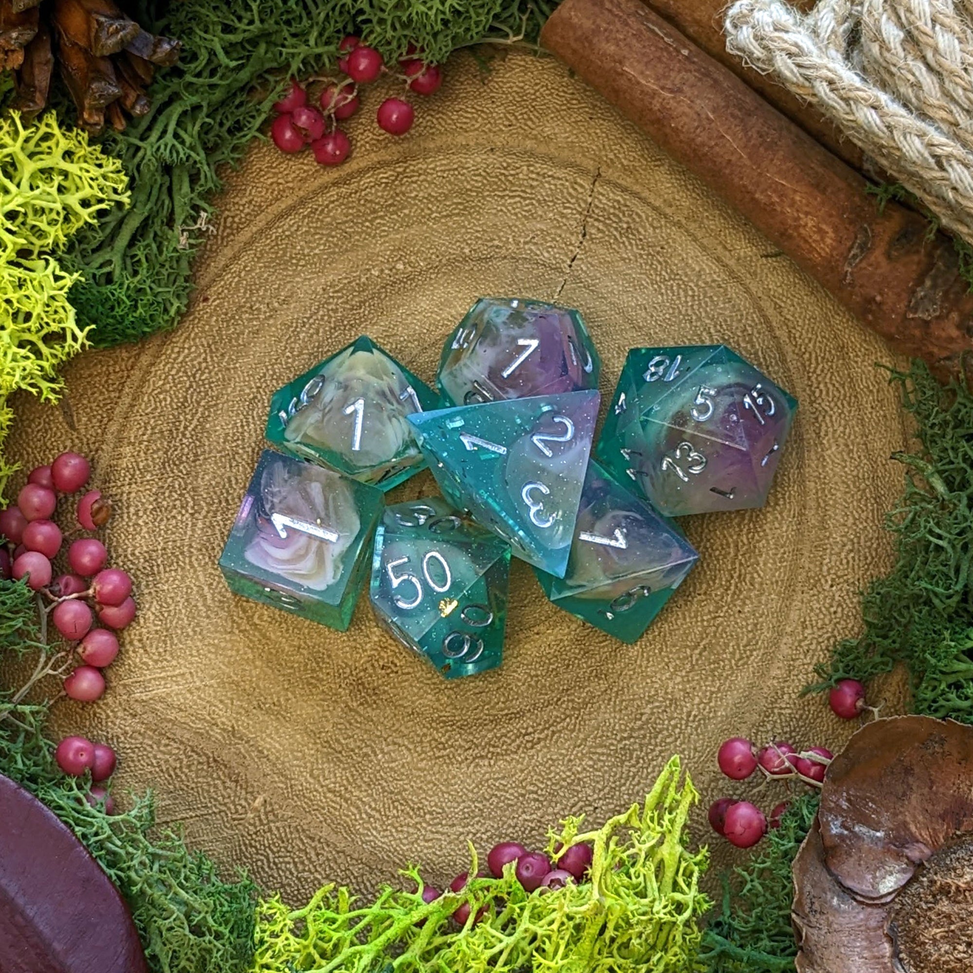 Pastel Shallows | Sharp Edge Resin 'B Grade' Dice Seconds - Dice Set - Luffleberry