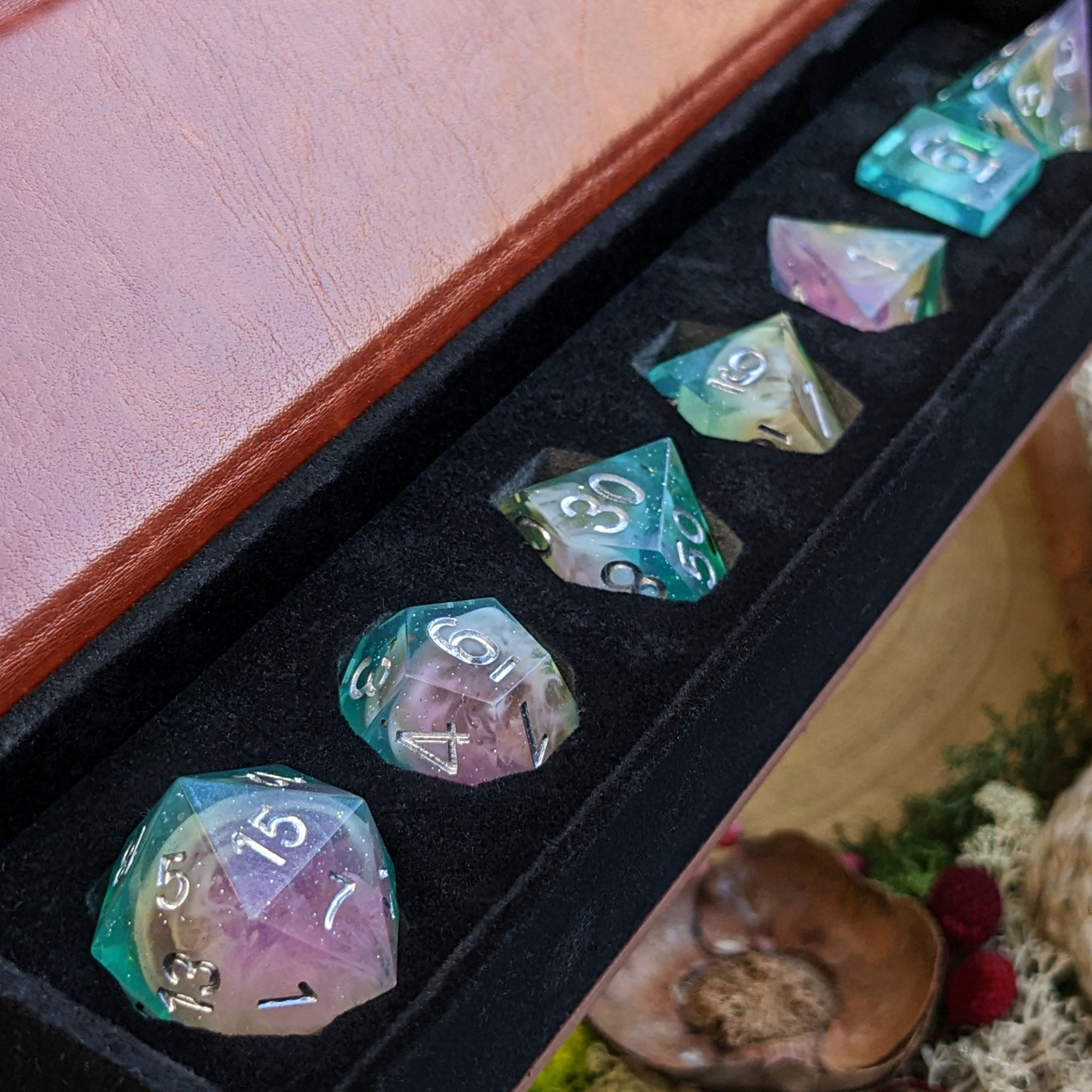 Pastel Shallows | Sharp Edge Resin 'B Grade' Dice Seconds - Dice Set - Luffleberry