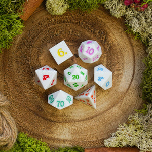 Alabaster Rainbow | Sharp Edge Resin Dice